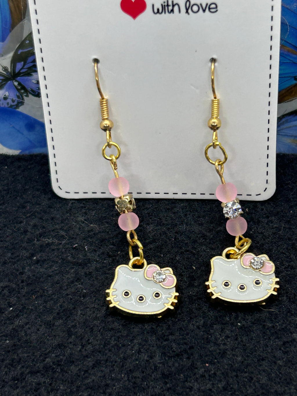Pink Kitty Earrings