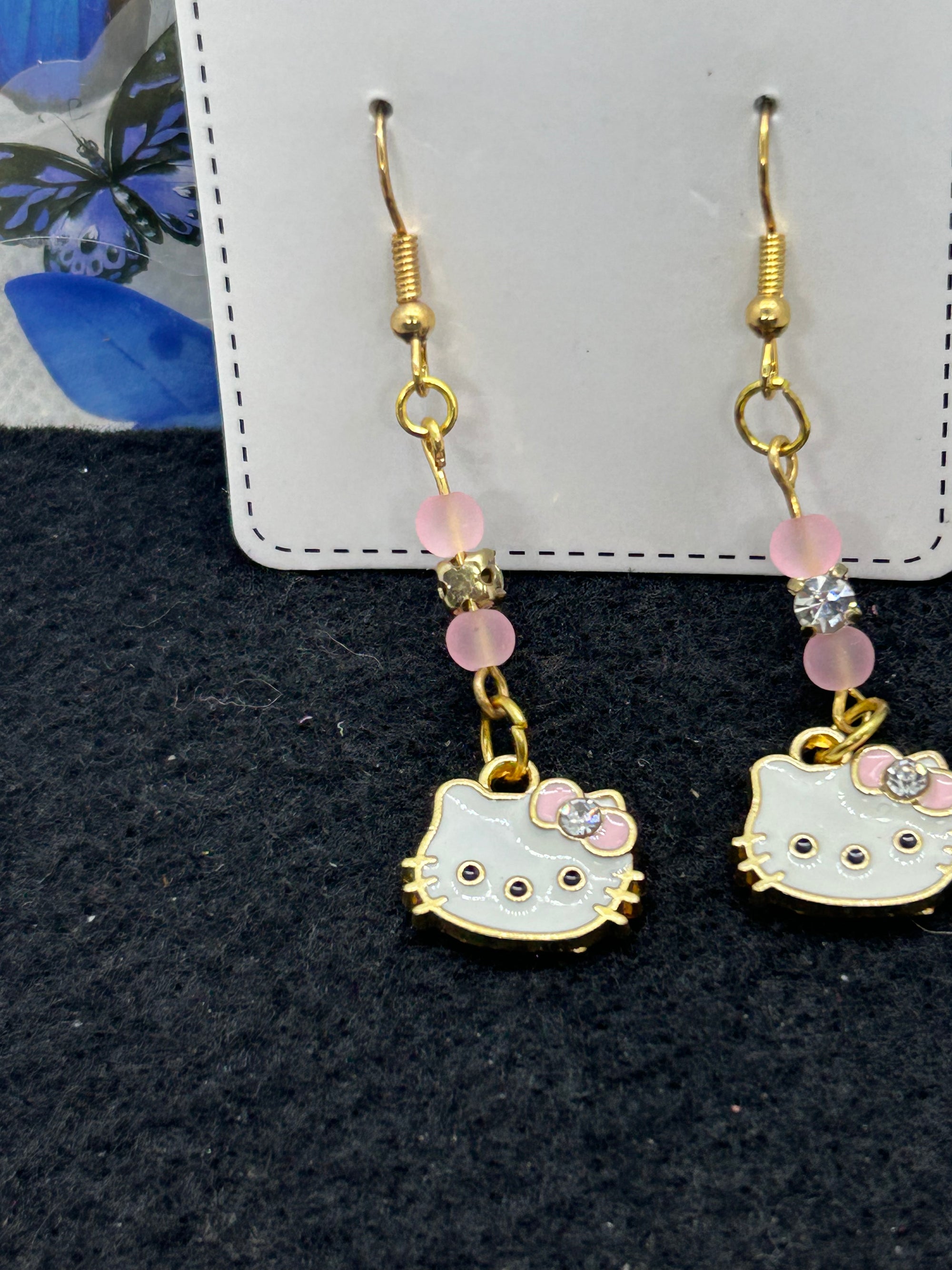 Pink Kitty Earrings