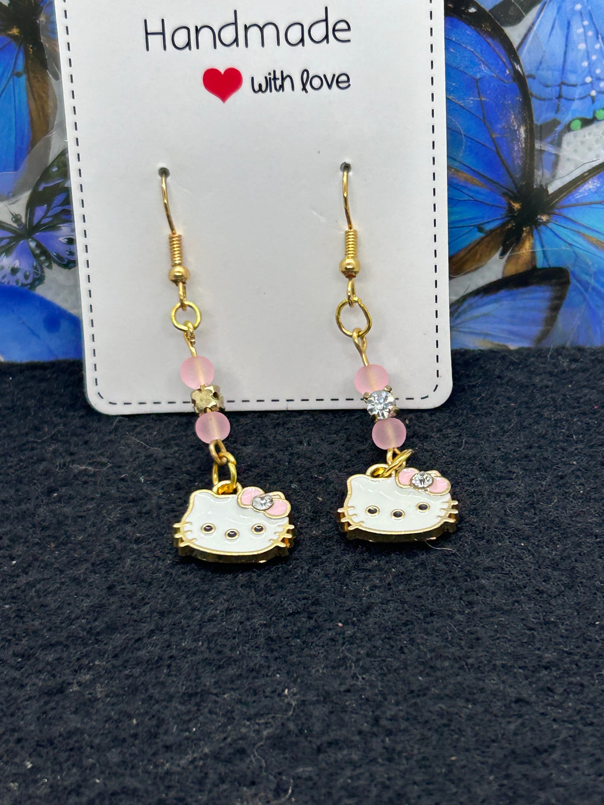 Pink Kitty Earrings