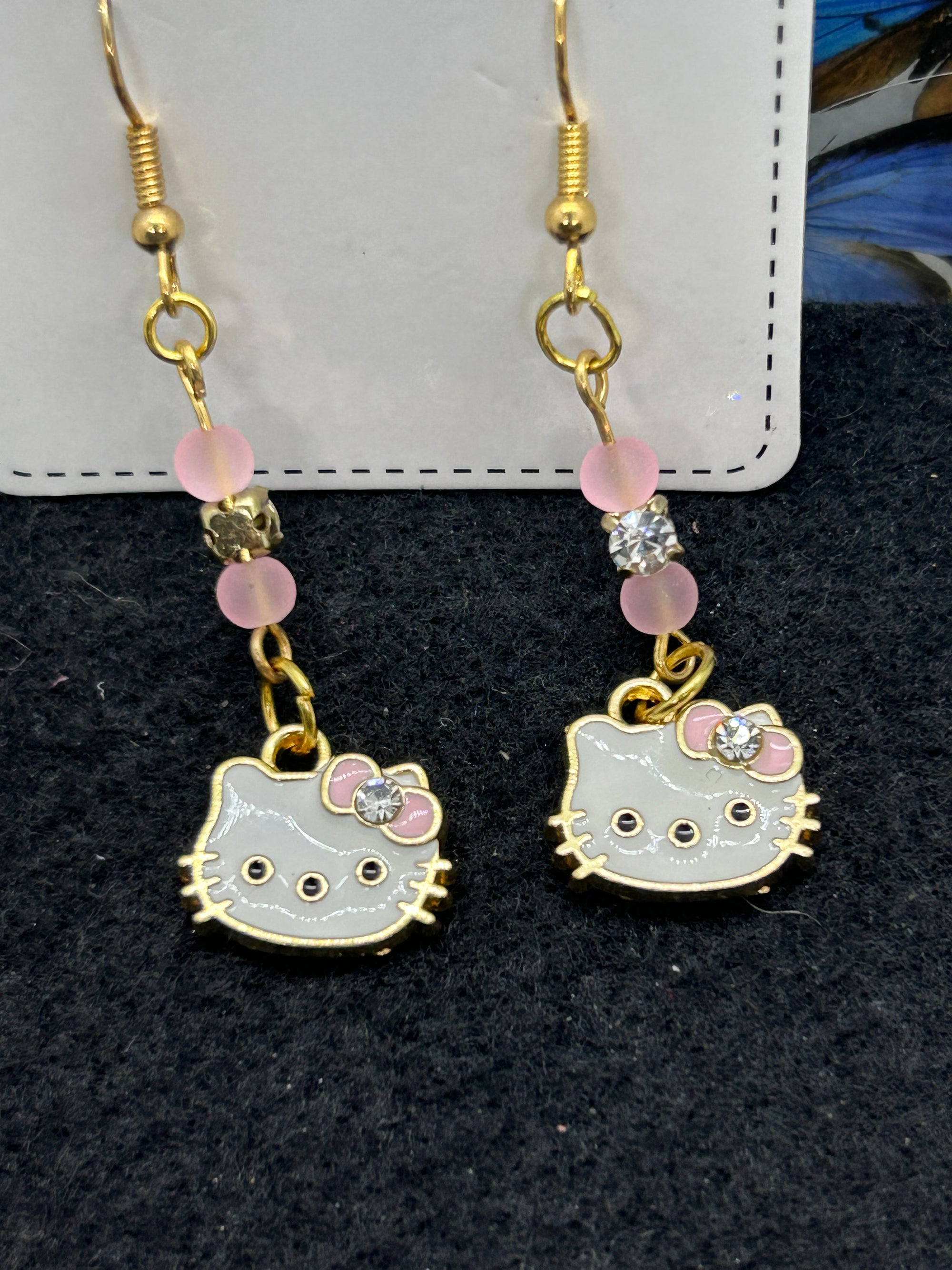 Pink Kitty Earrings