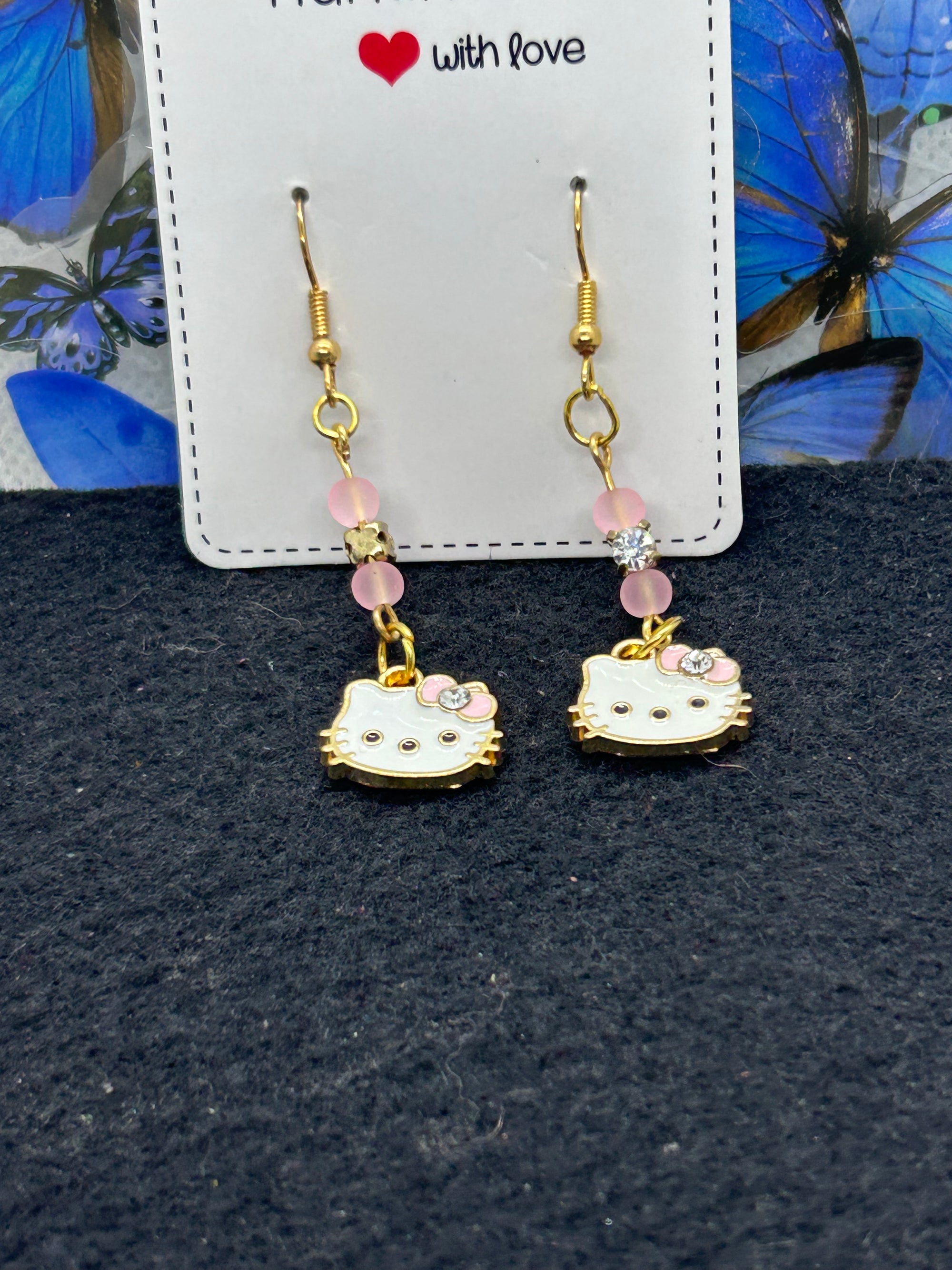 Pink Kitty Earrings