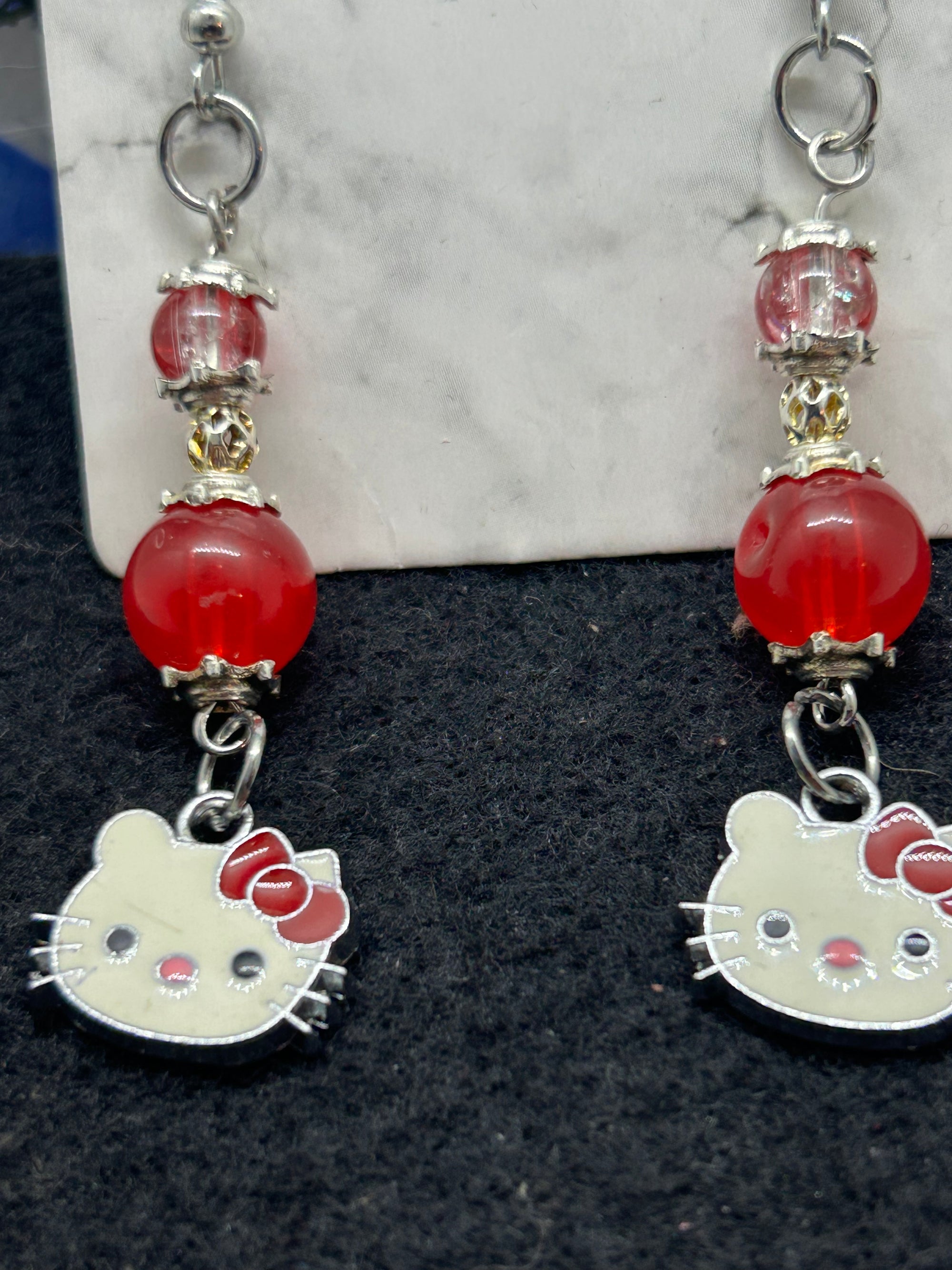 Red Kitty Earrings