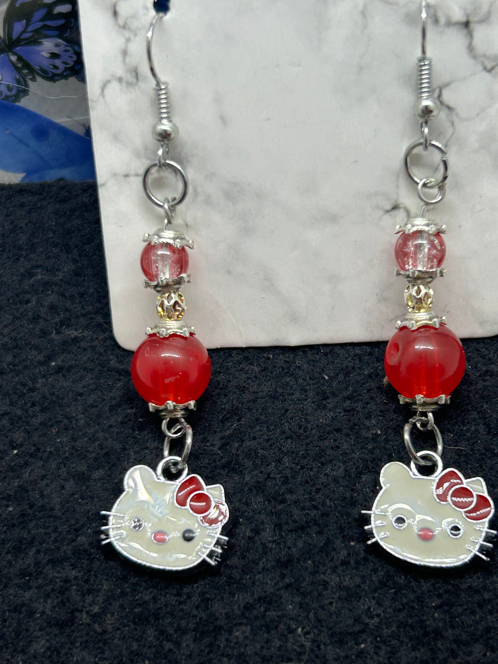 Red Kitty Earrings
