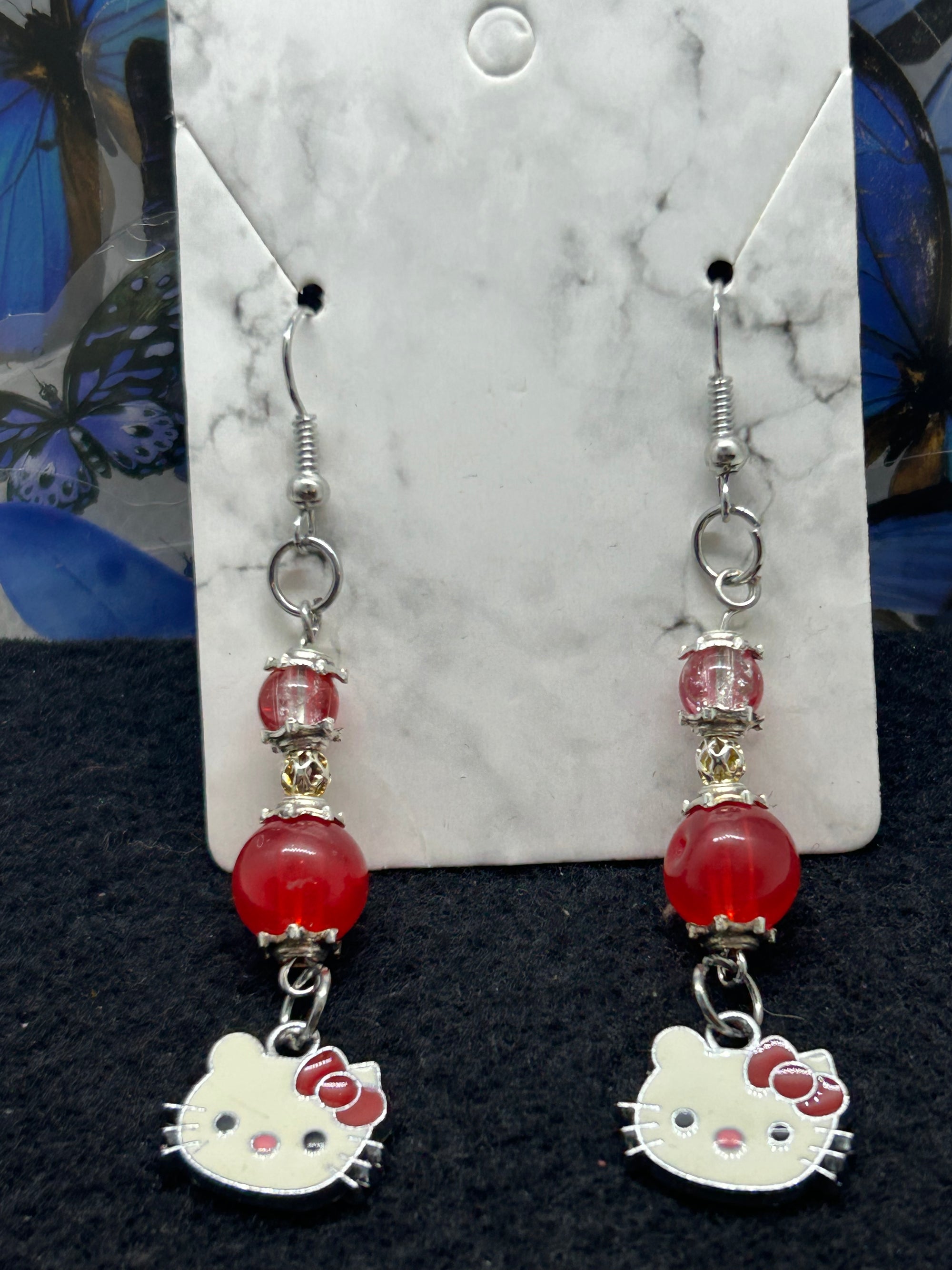 Red Kitty Earrings