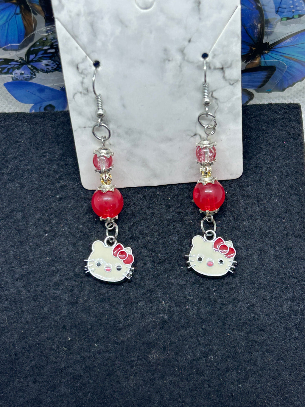 Red Kitty Earrings