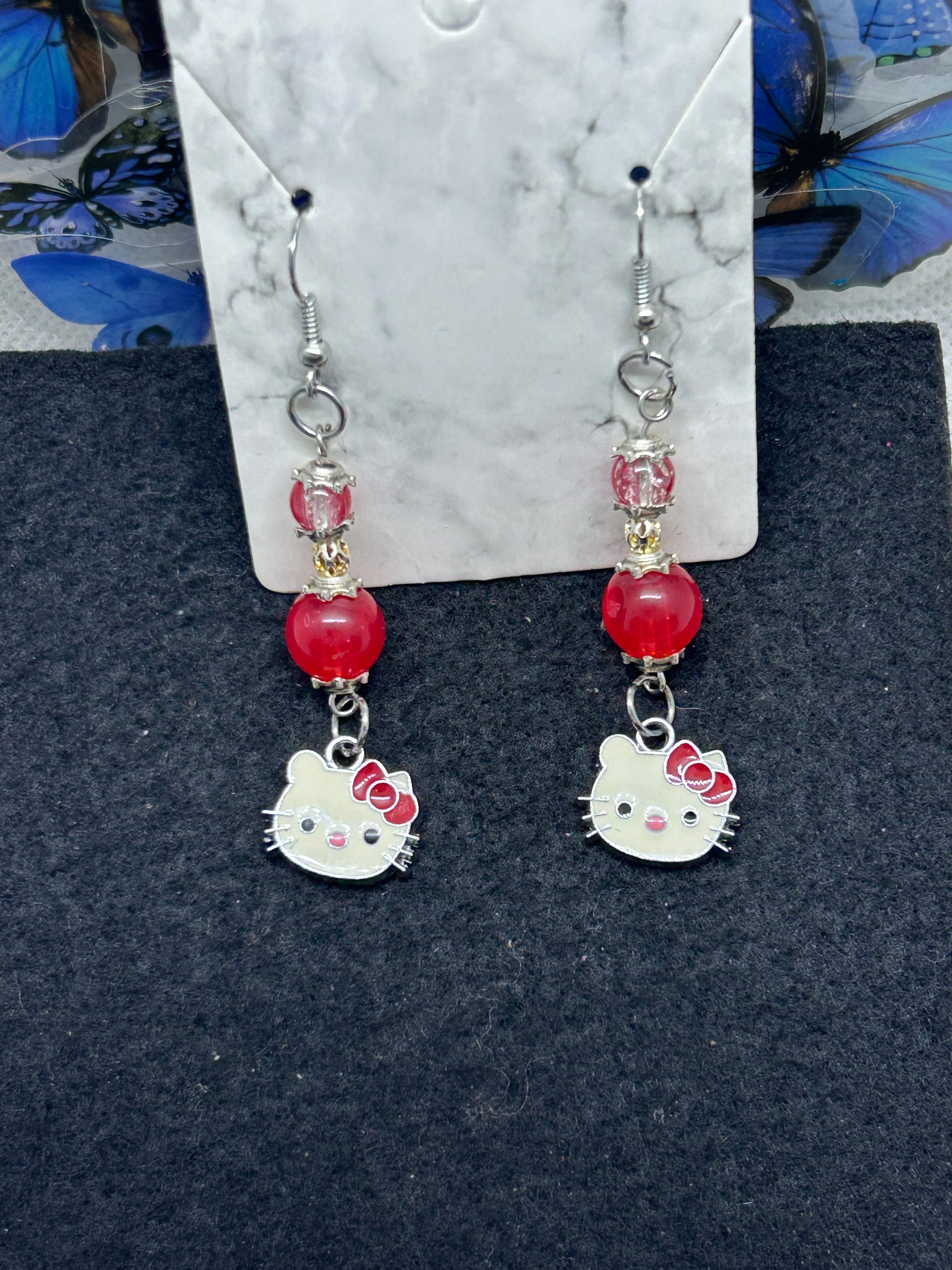 Red Kitty Earrings
