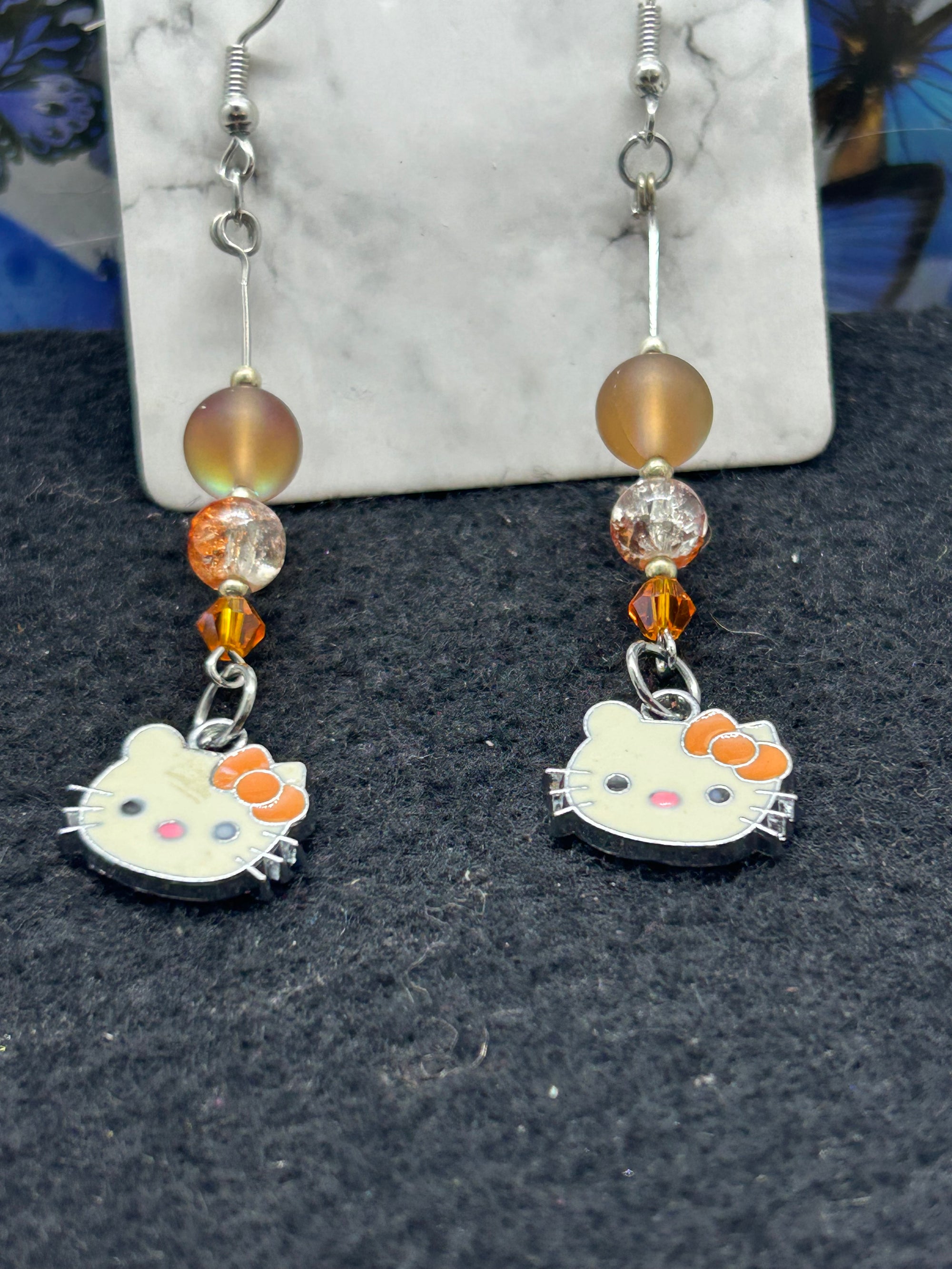 Orange Kitty Earrings