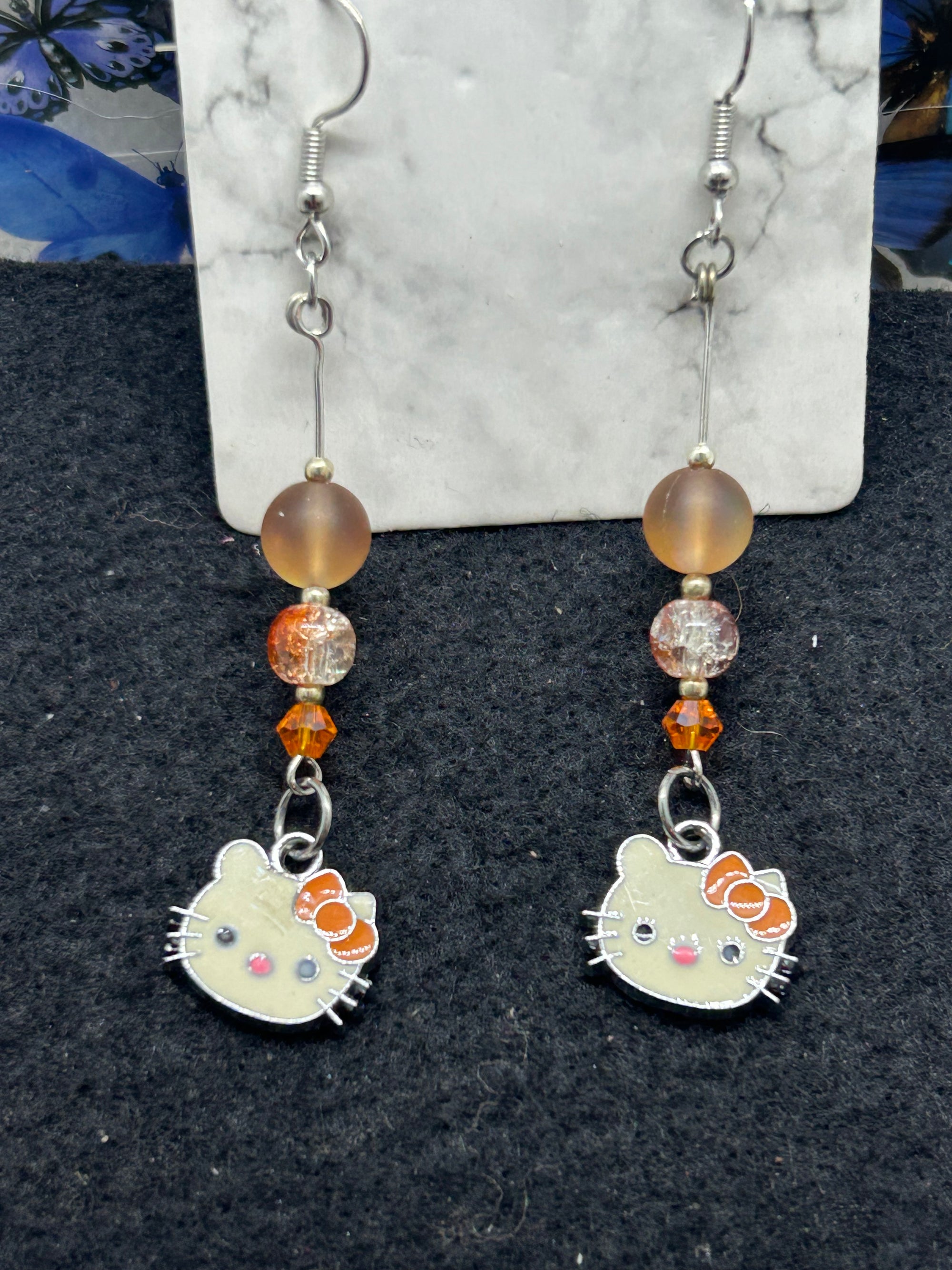 Orange Kitty Earrings