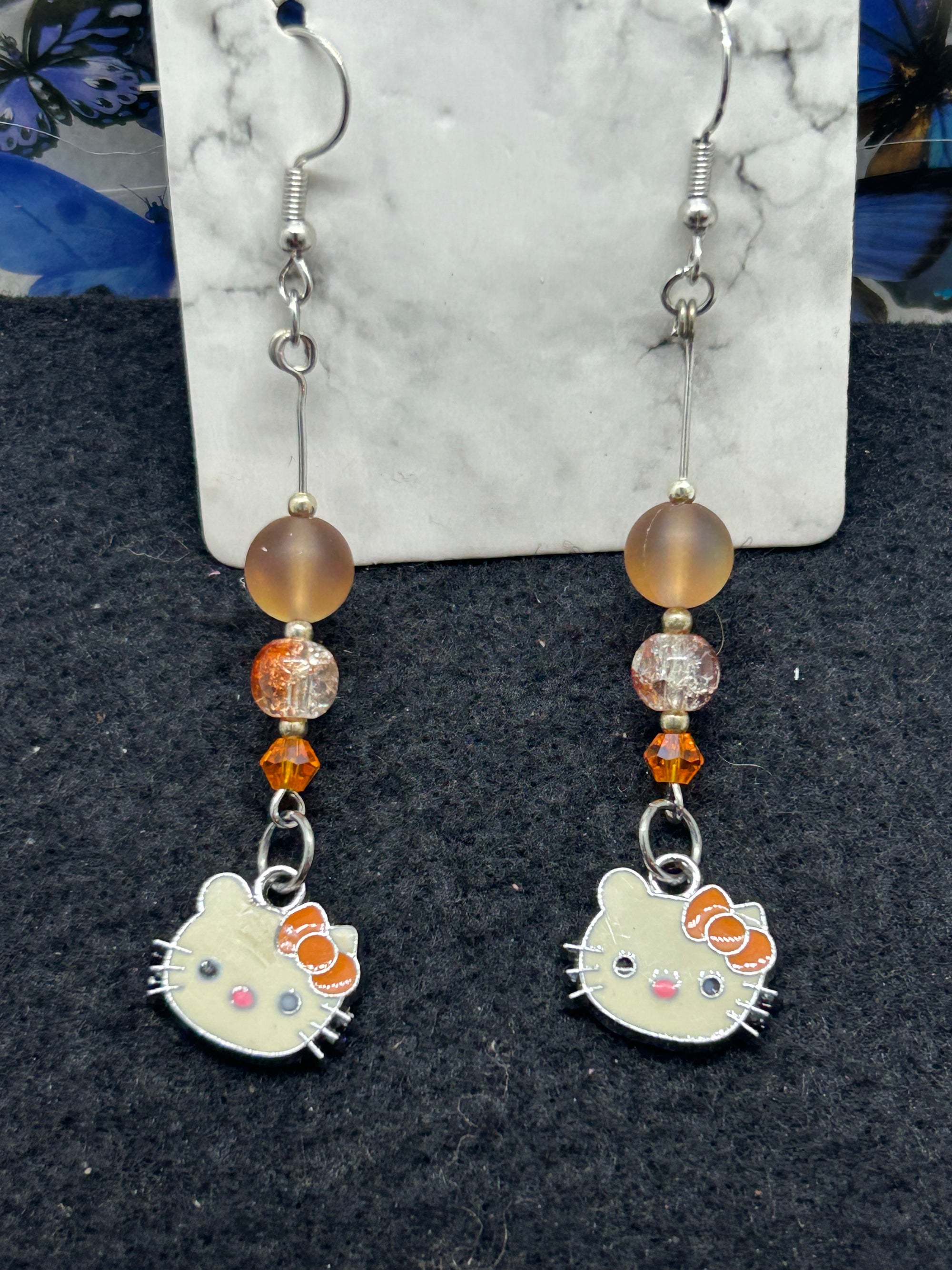 Orange Kitty Earrings