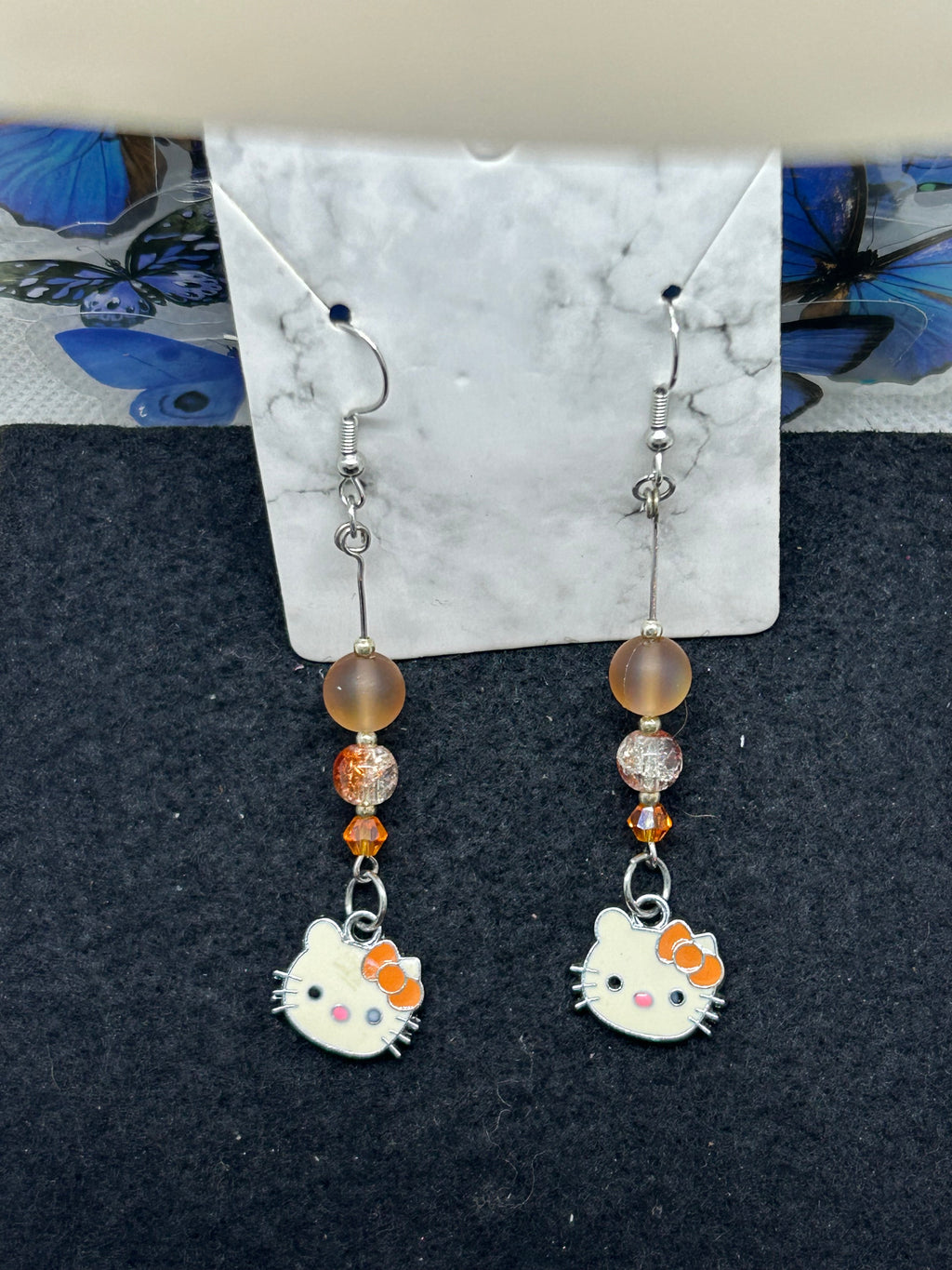 Orange Kitty Earrings