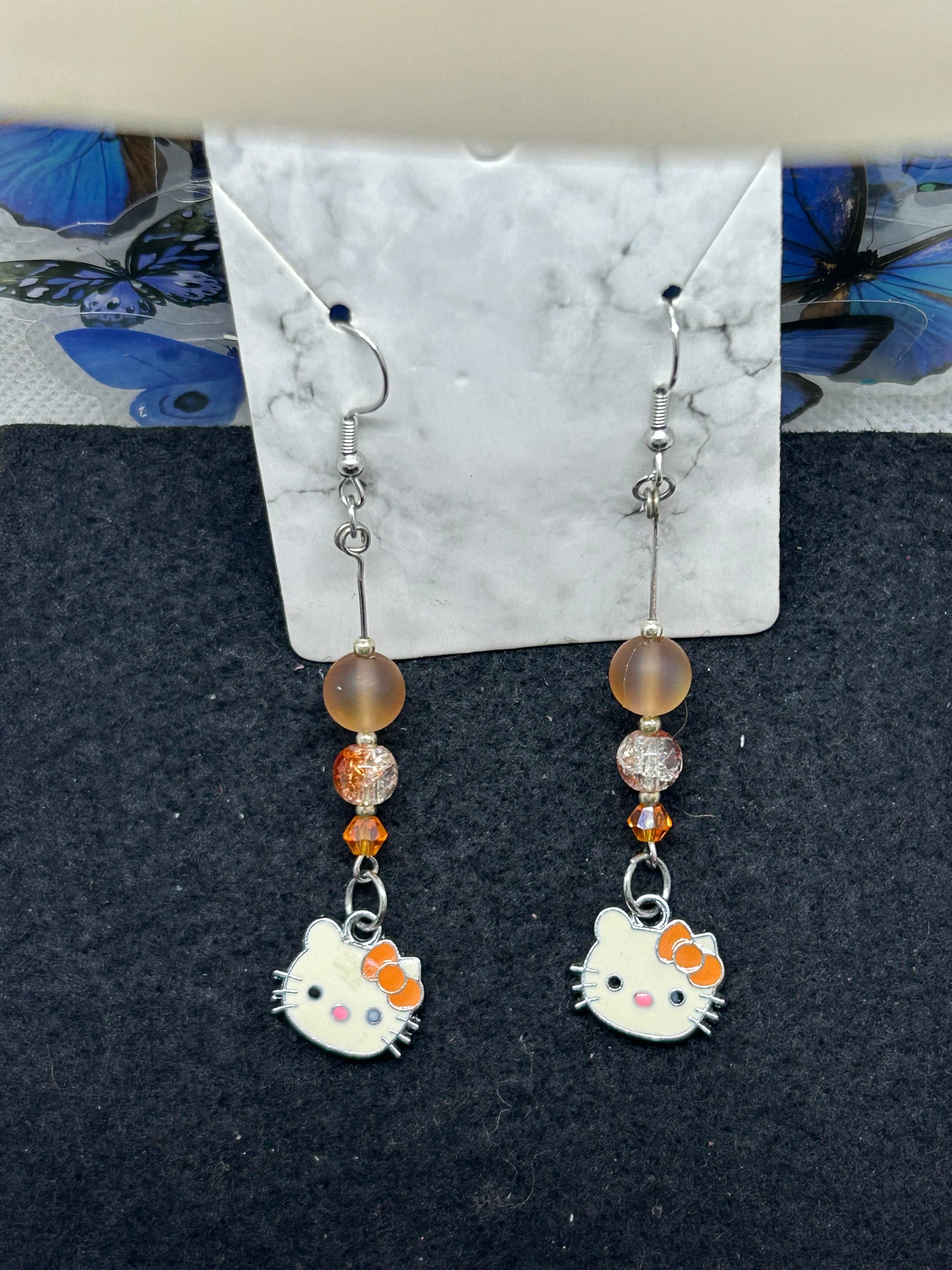 Orange Kitty Earrings