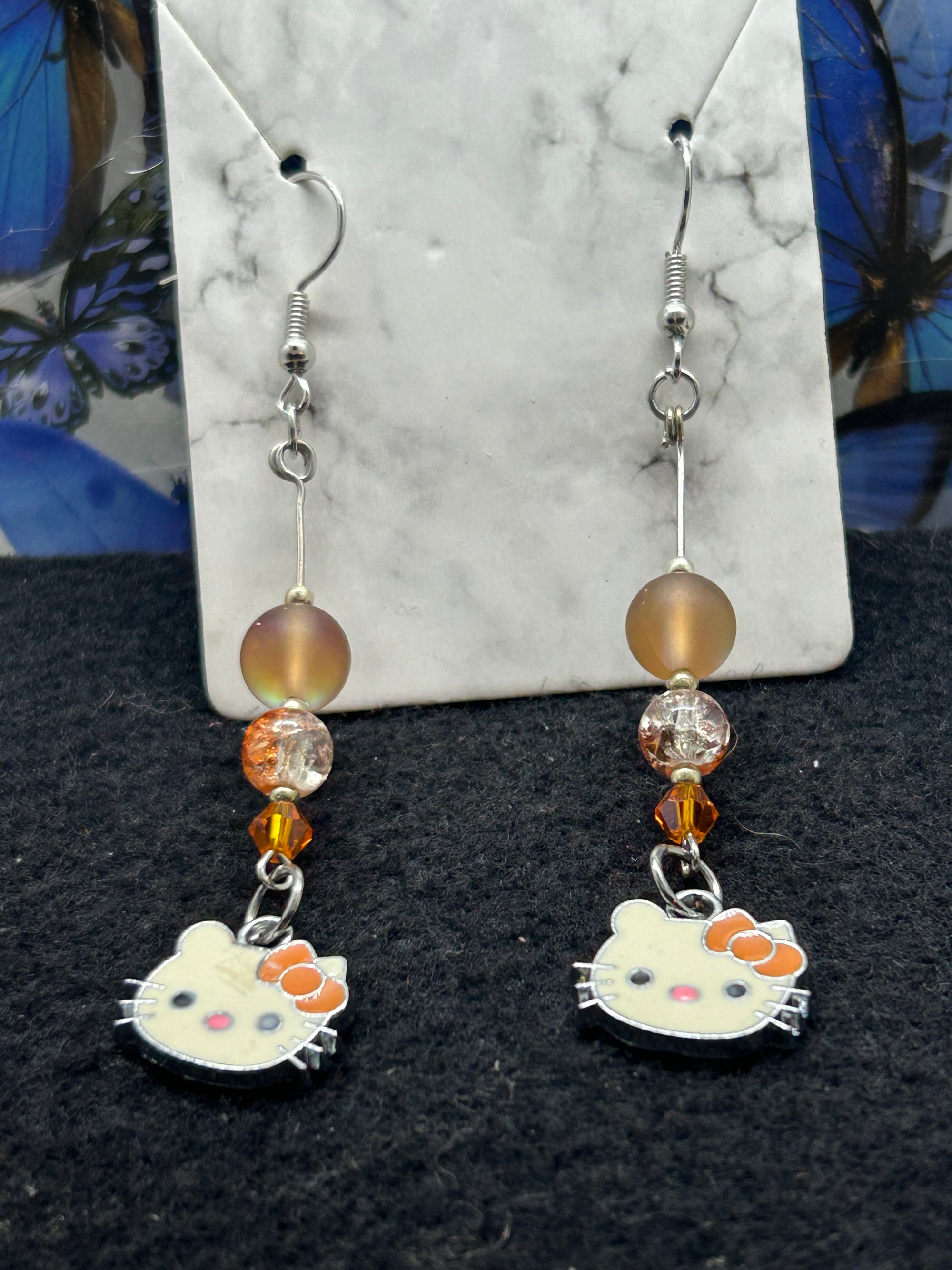 Orange Kitty Earrings
