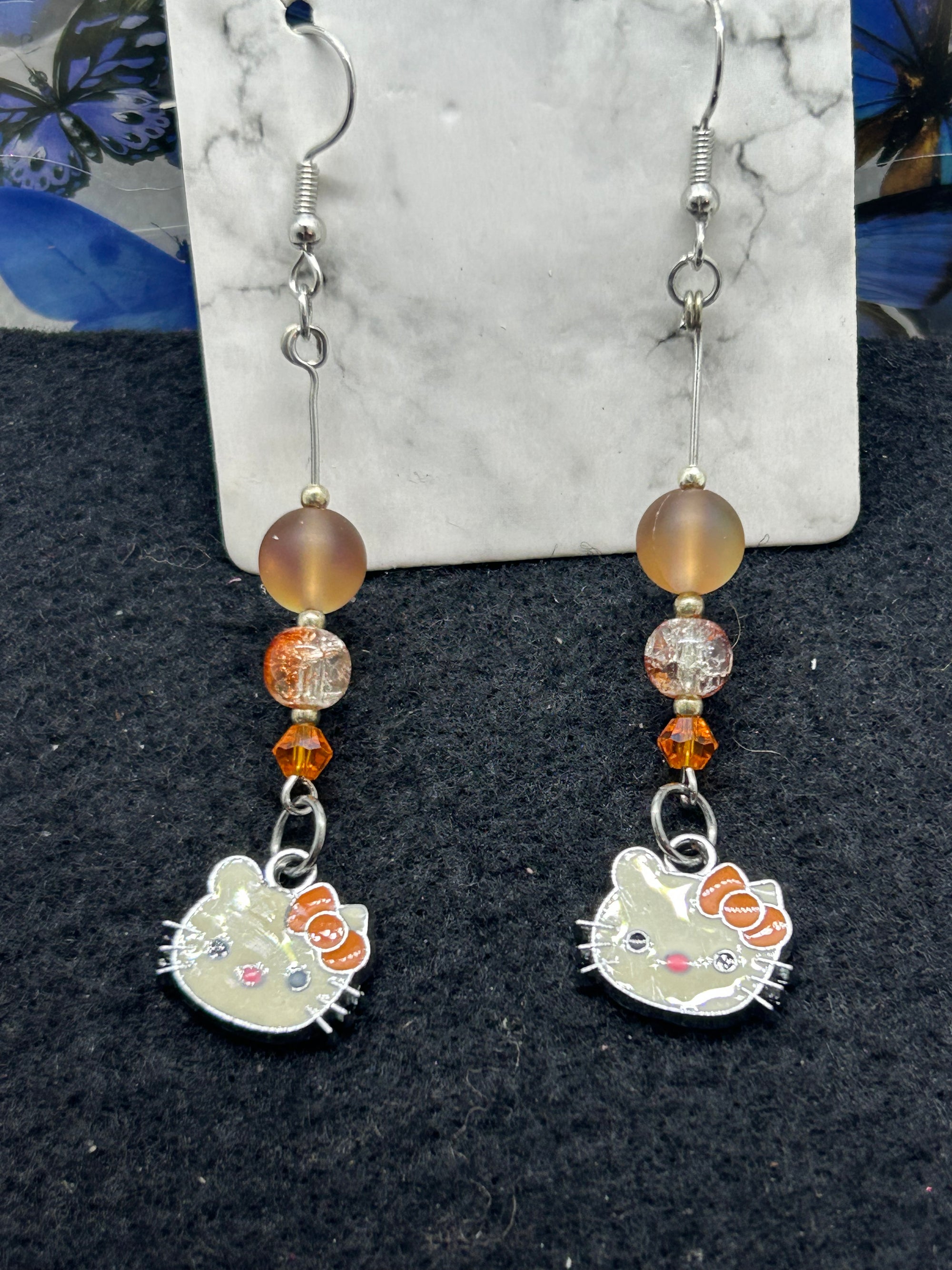 Orange Kitty Earrings
