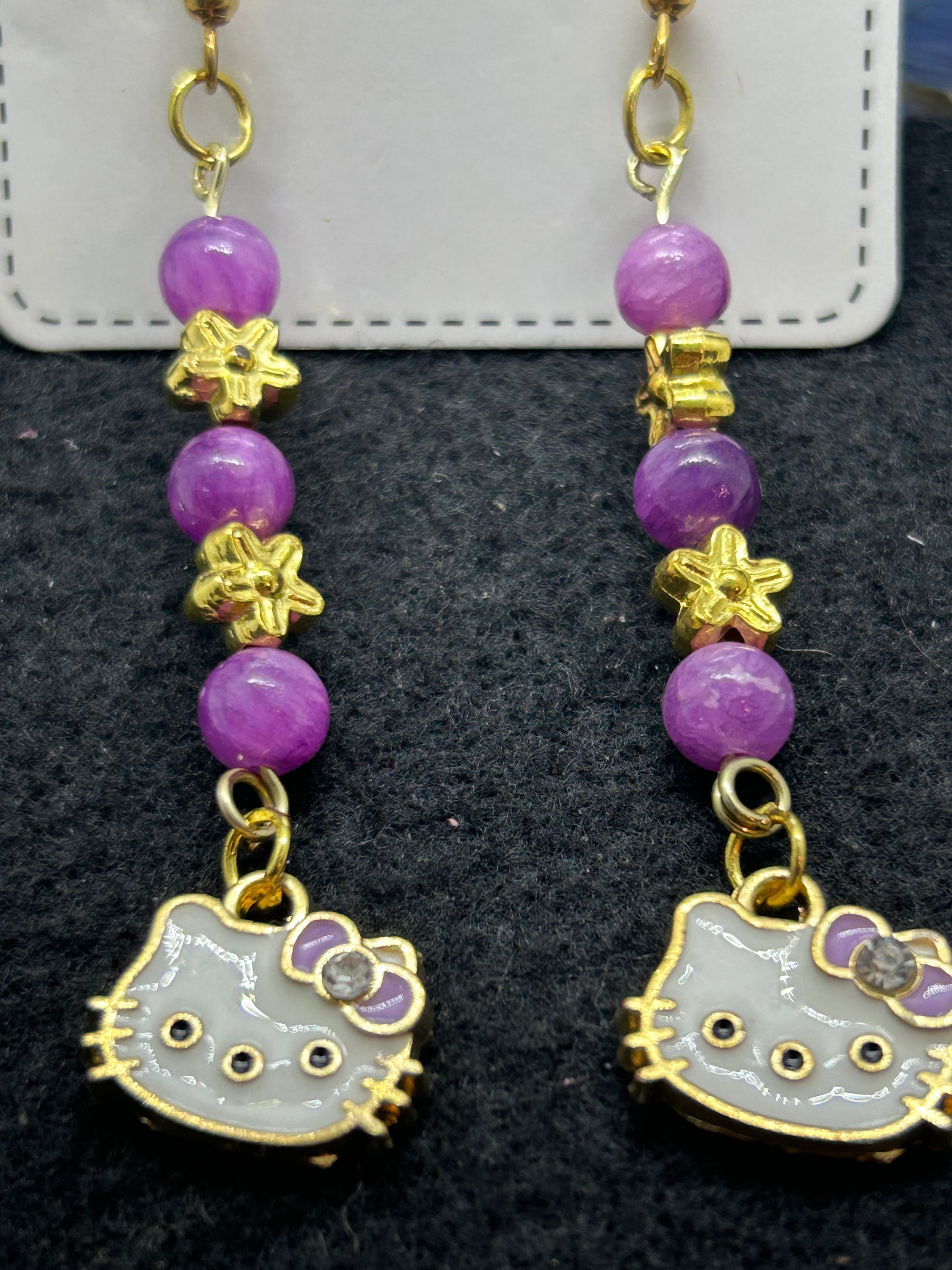 Purple Kitty Earrings