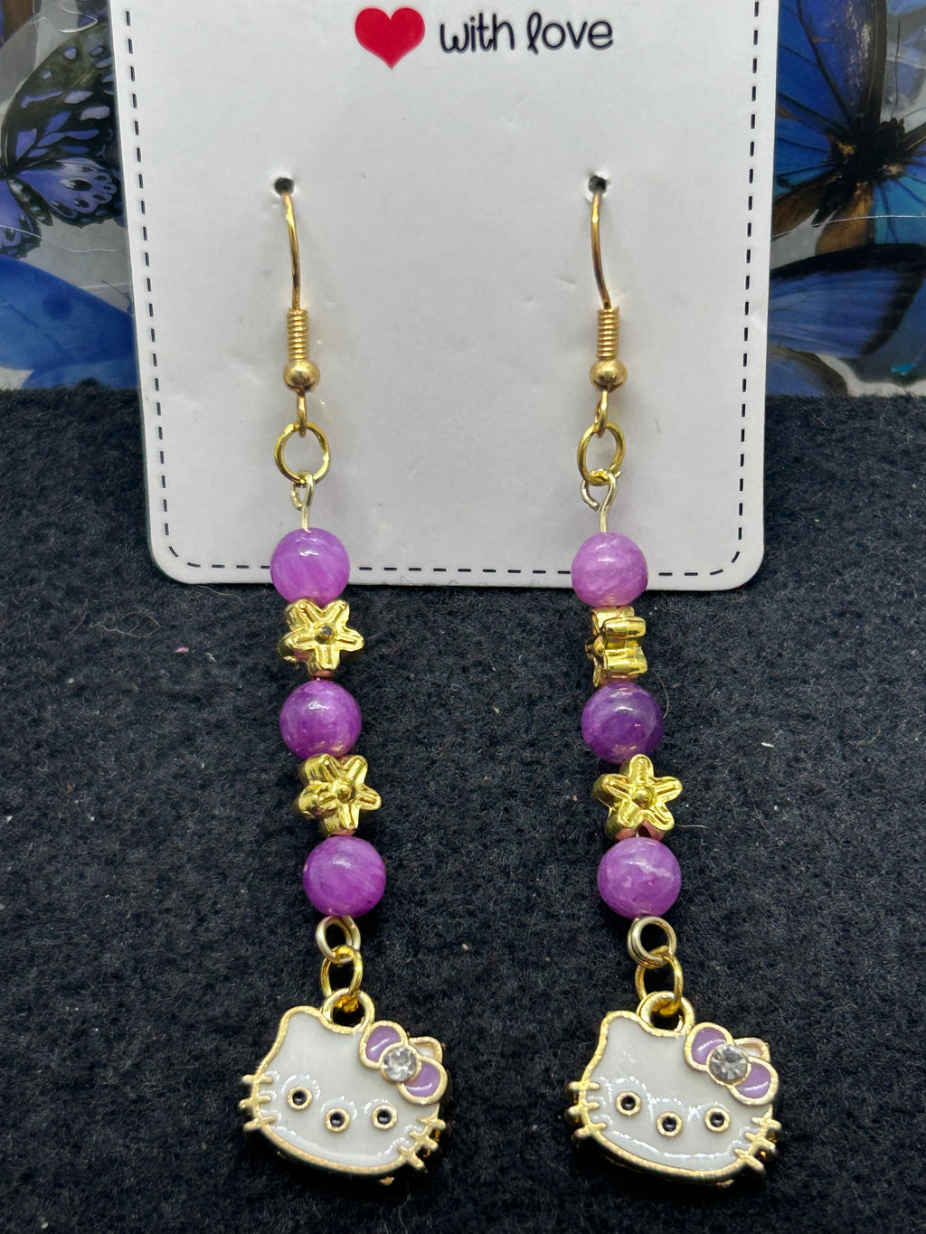 Purple Kitty Earrings
