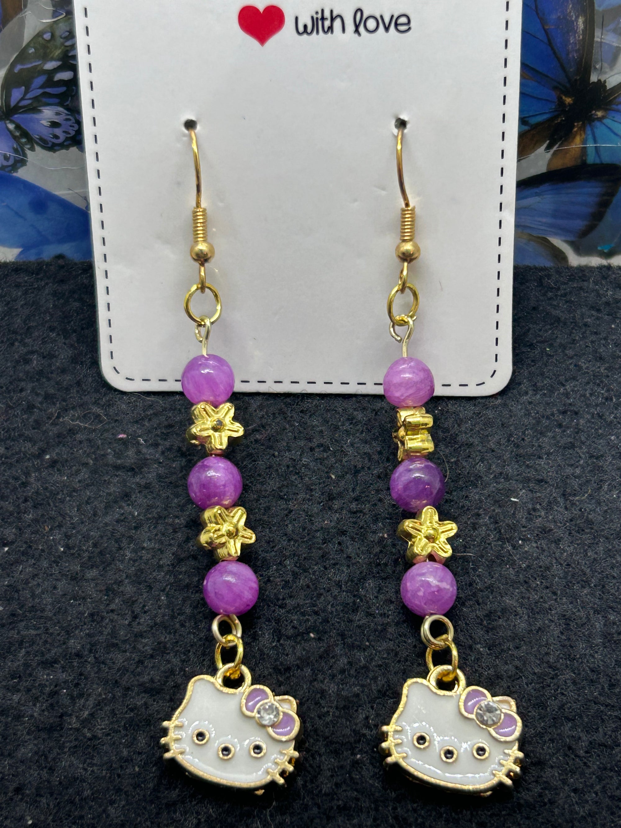 Purple Kitty Earrings