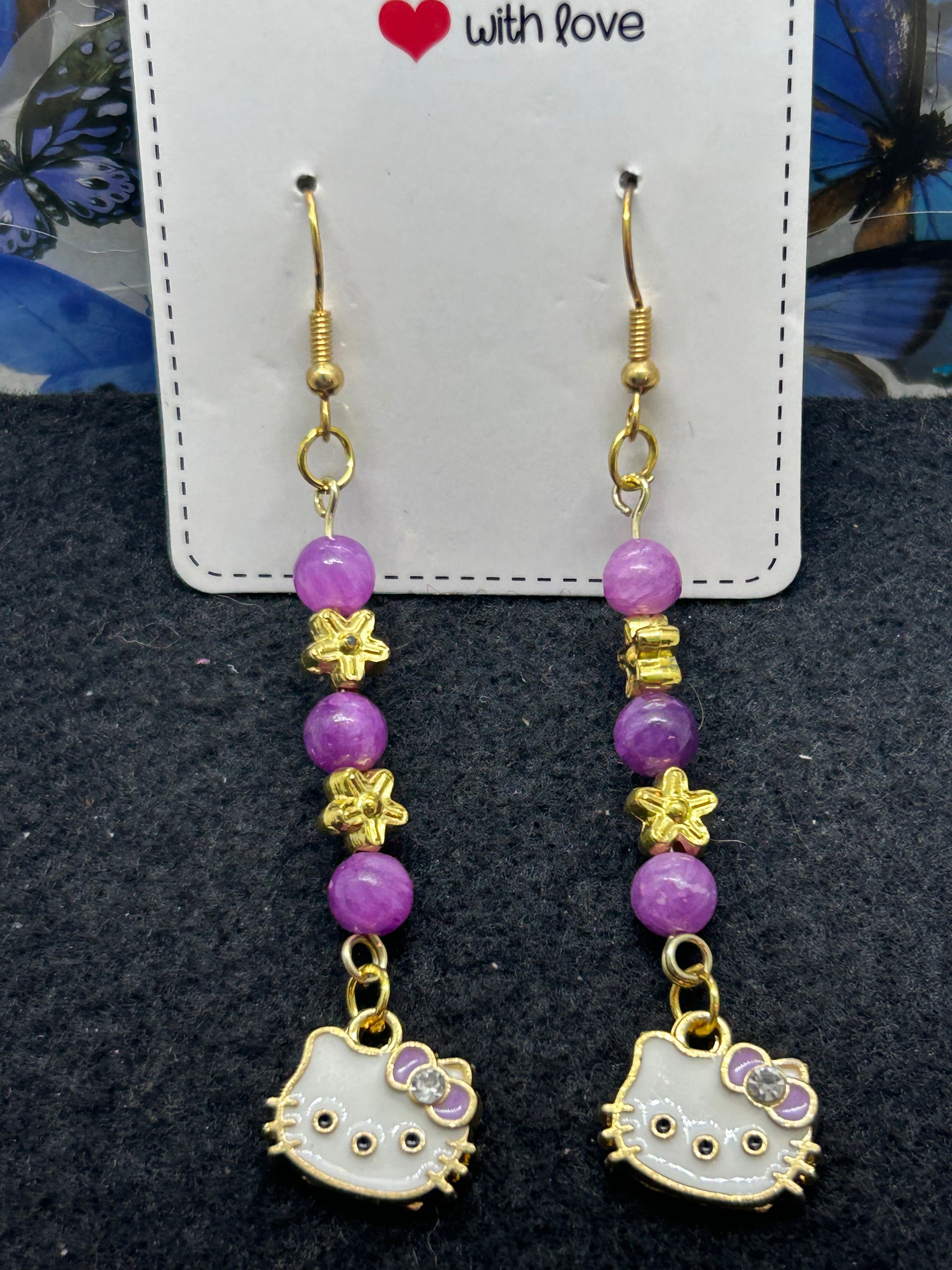 Purple Kitty Earrings