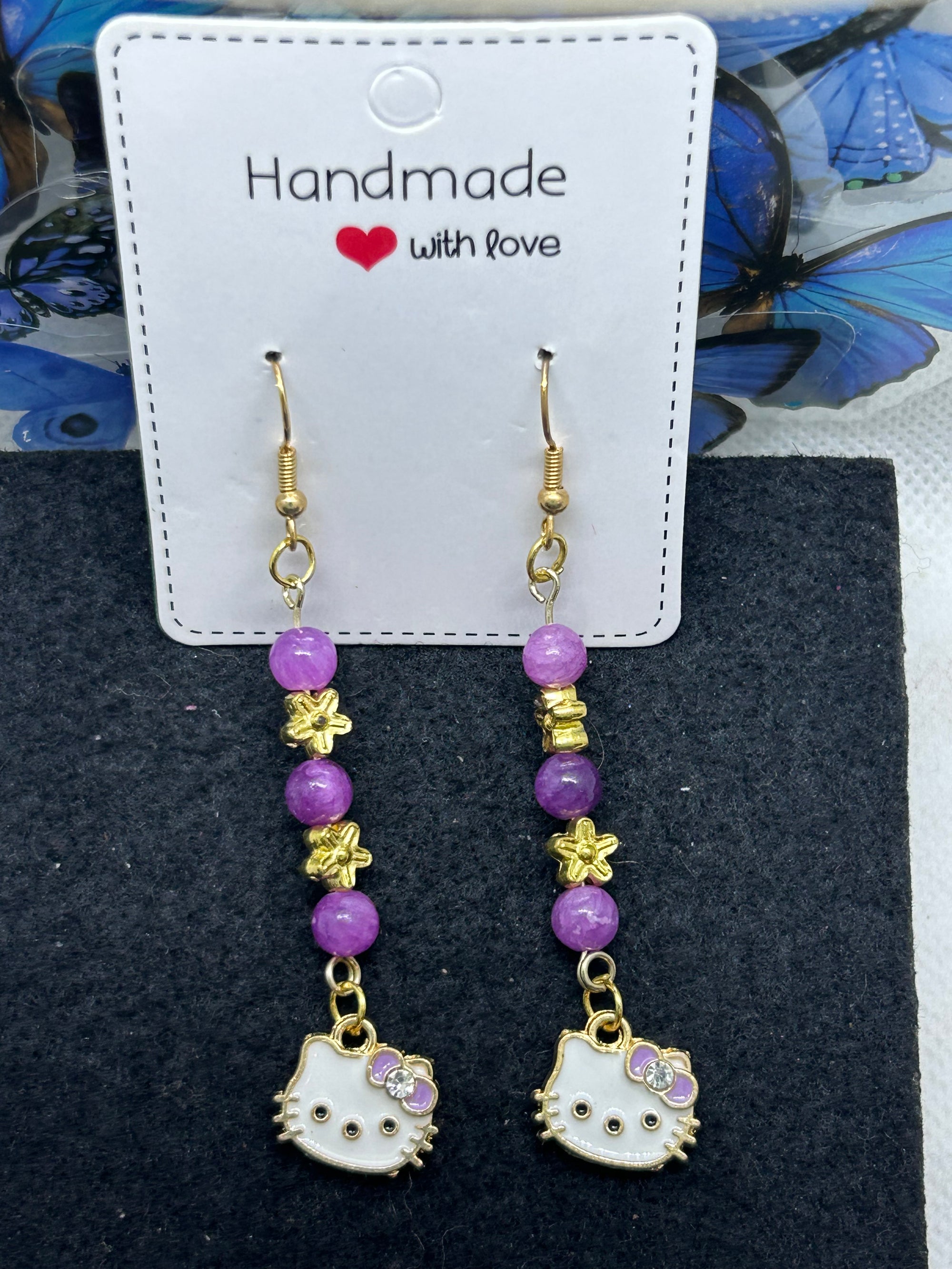 Purple Kitty Earrings