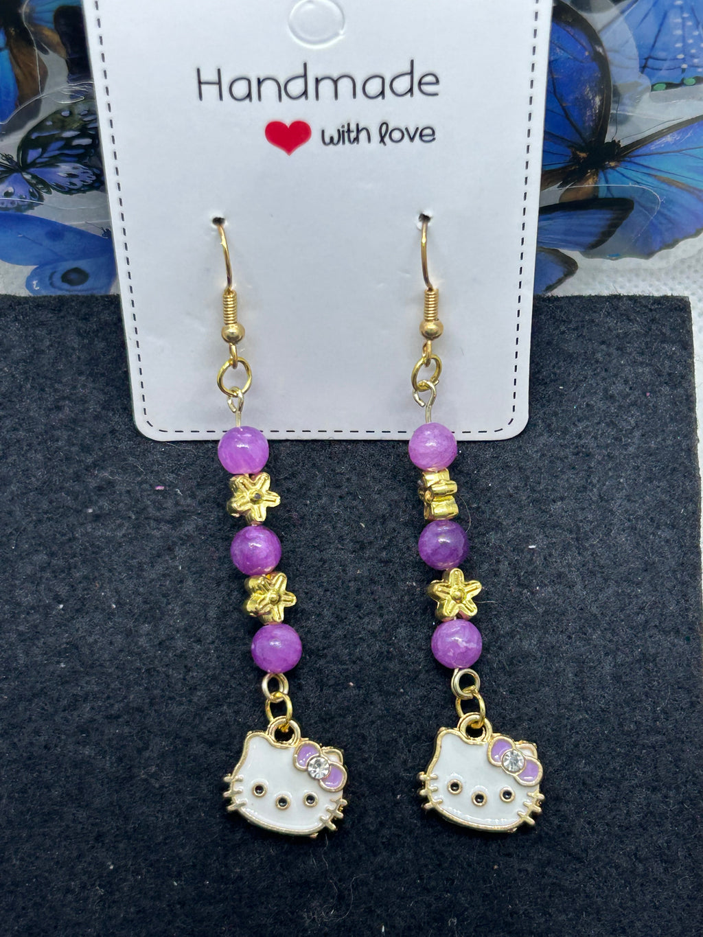 Purple Kitty Earrings