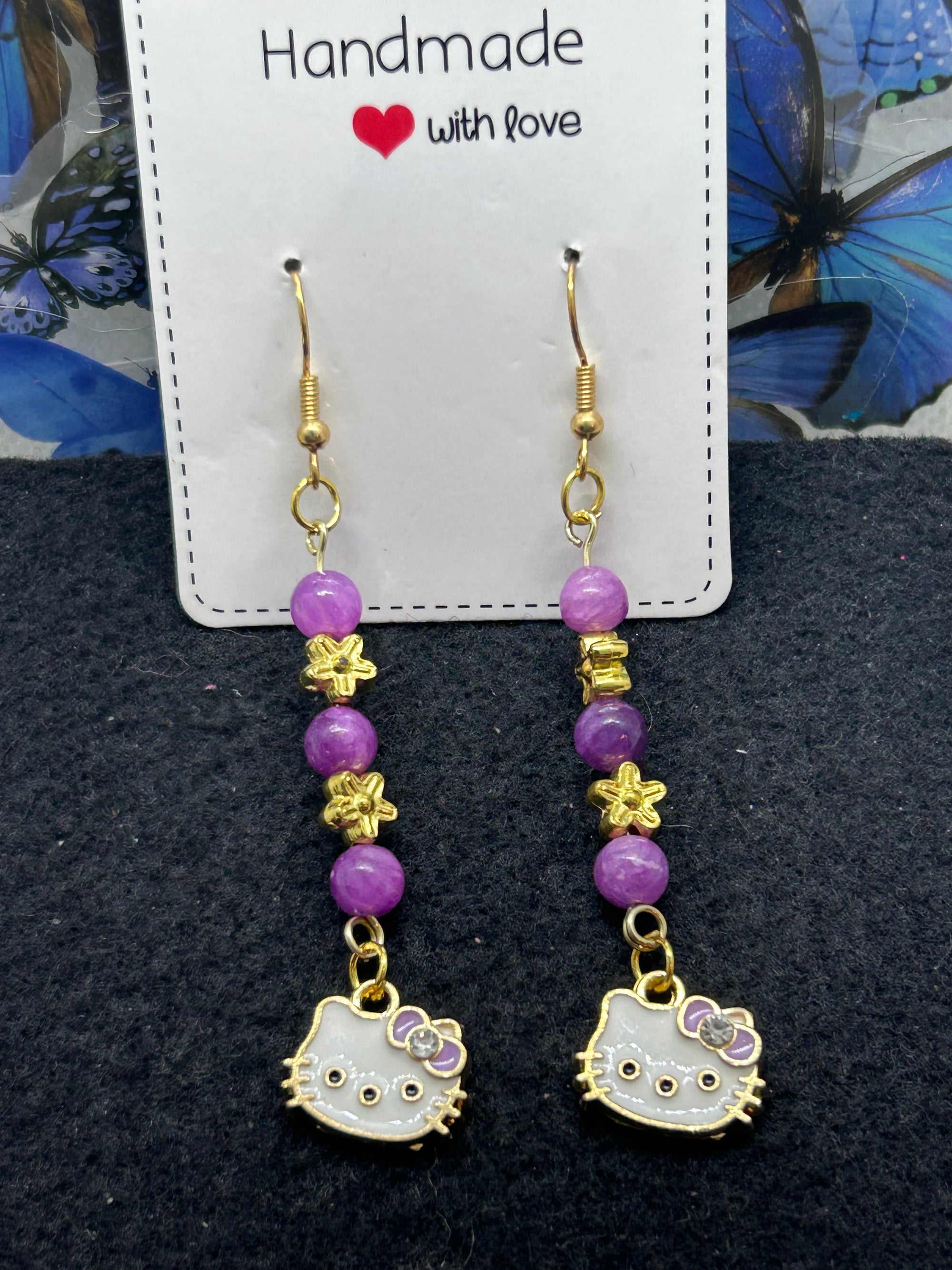 Purple Kitty Earrings