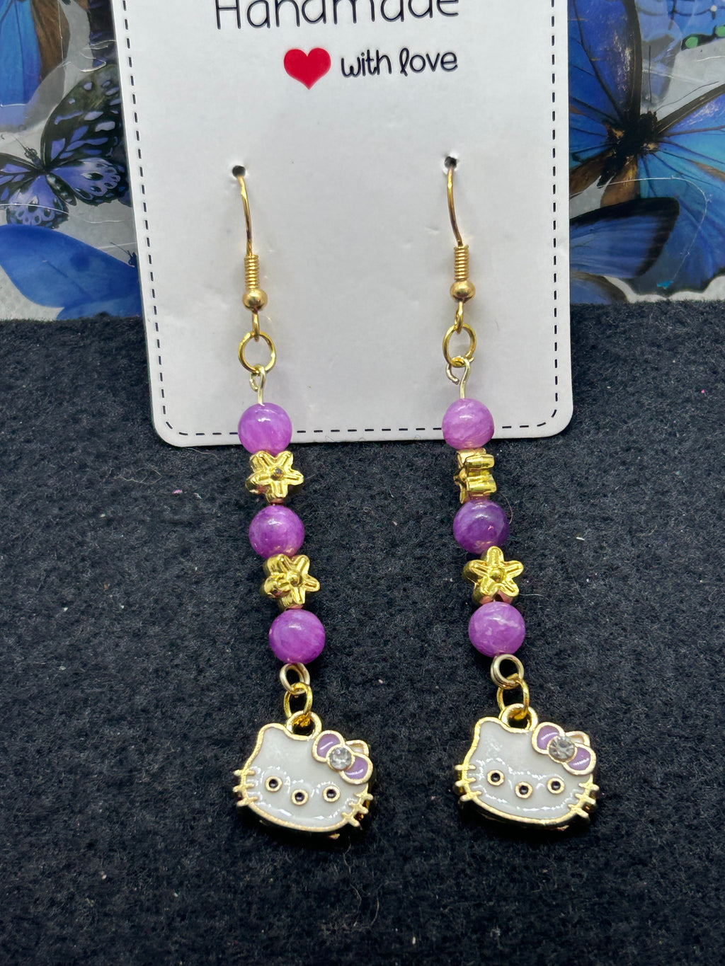 Purple Kitty Earrings