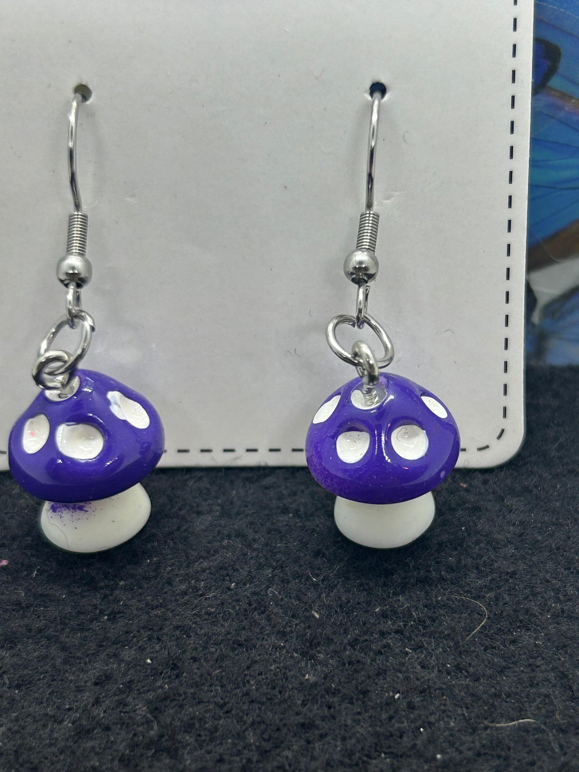 Purple Mushroom Earrings