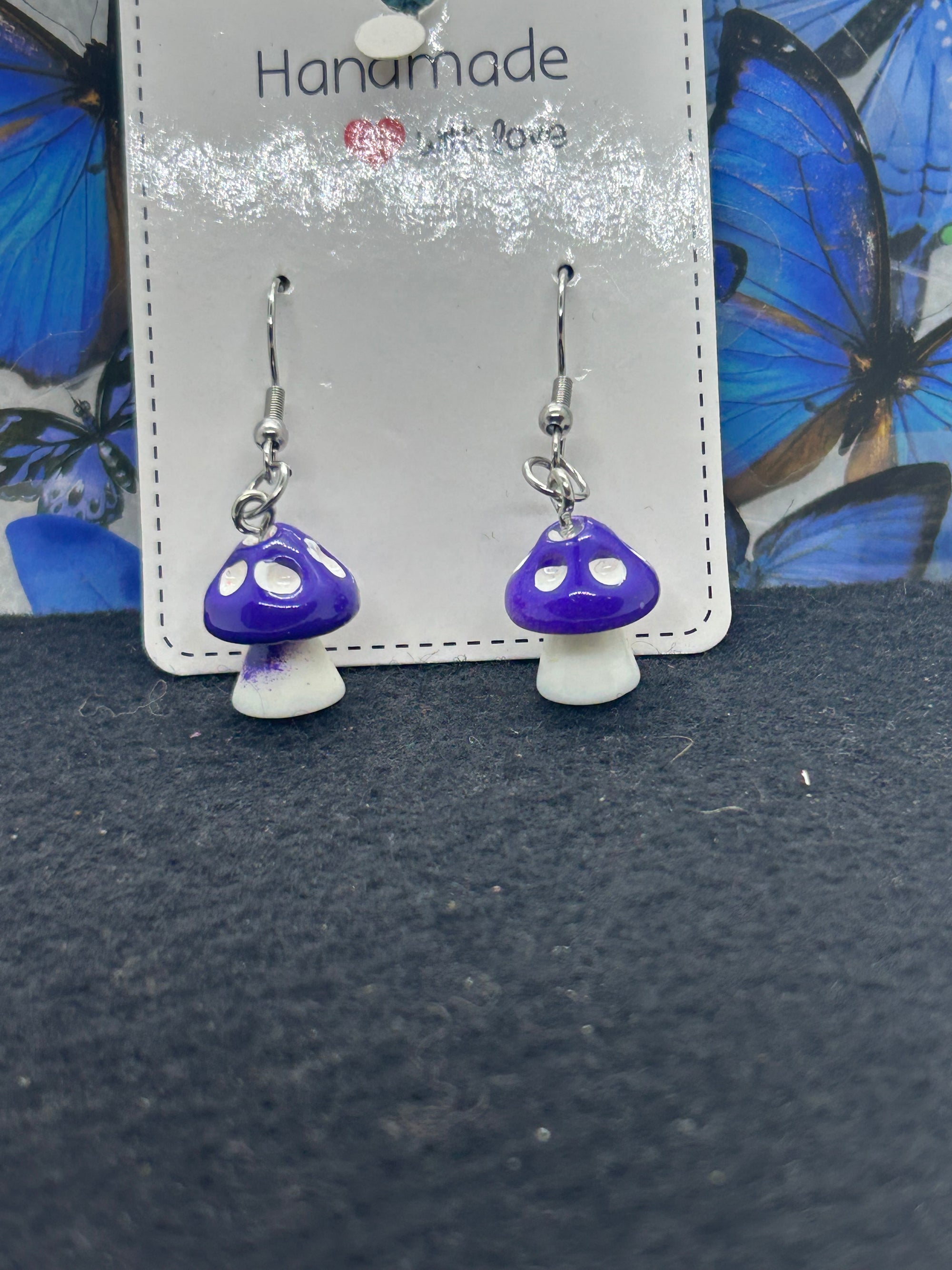 Purple Mushroom Earrings