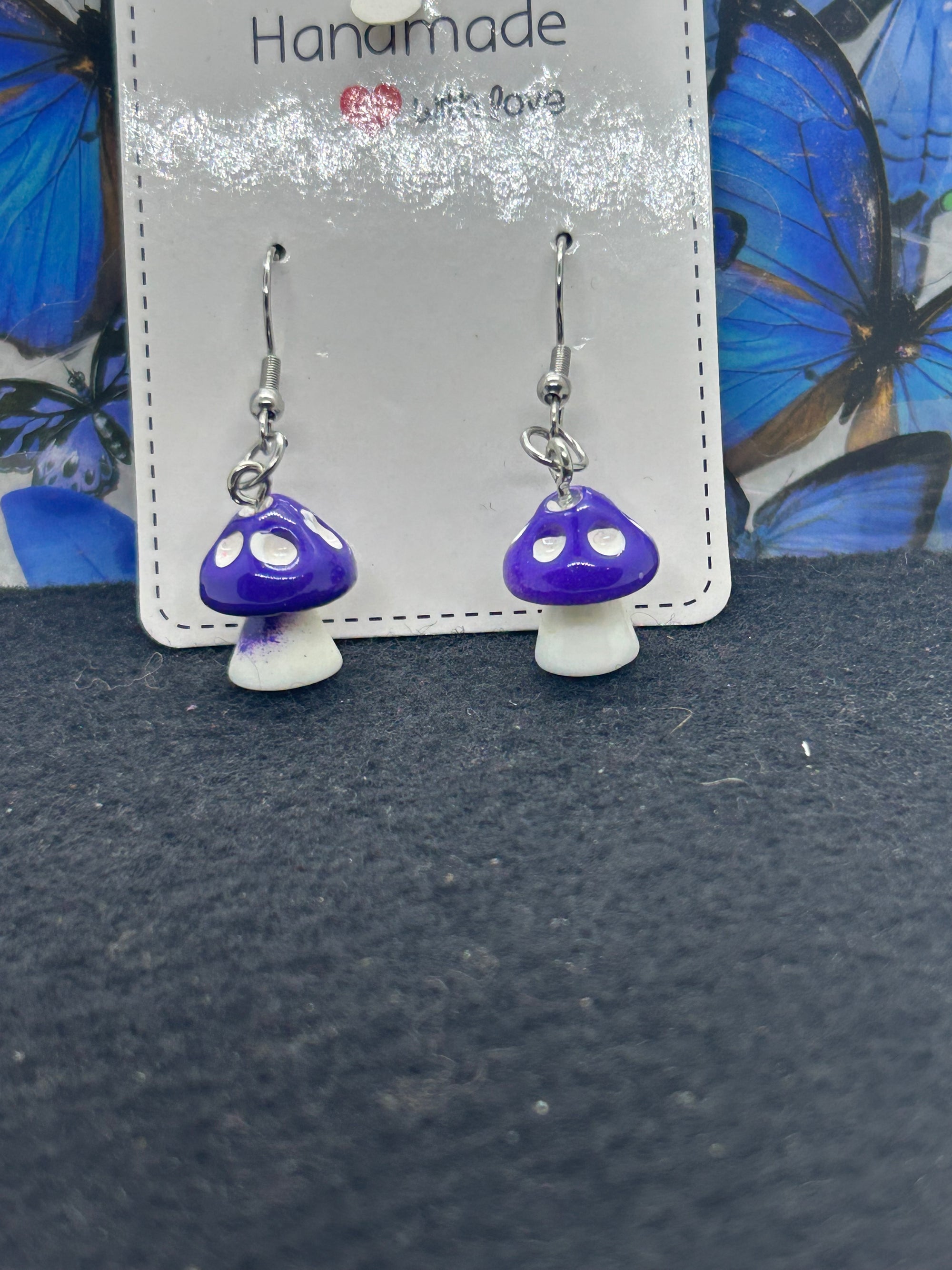 Purple Mushroom Earrings