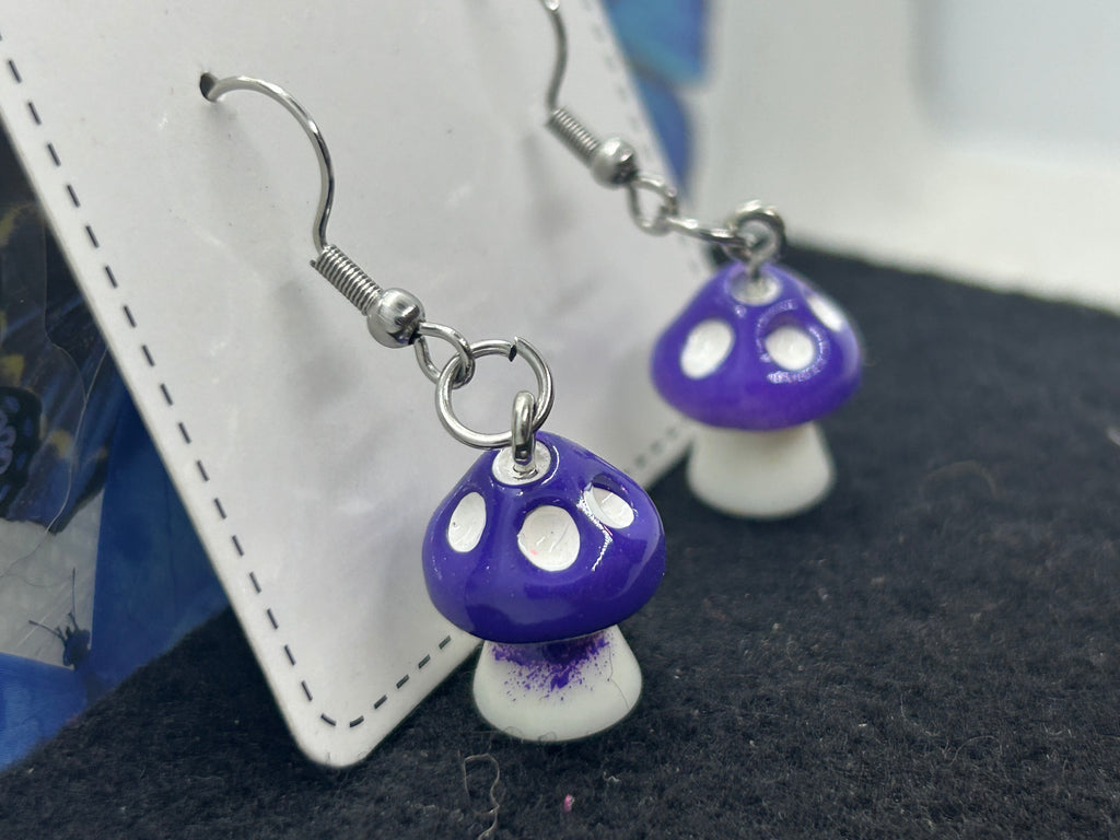 Purple Mushroom Earrings