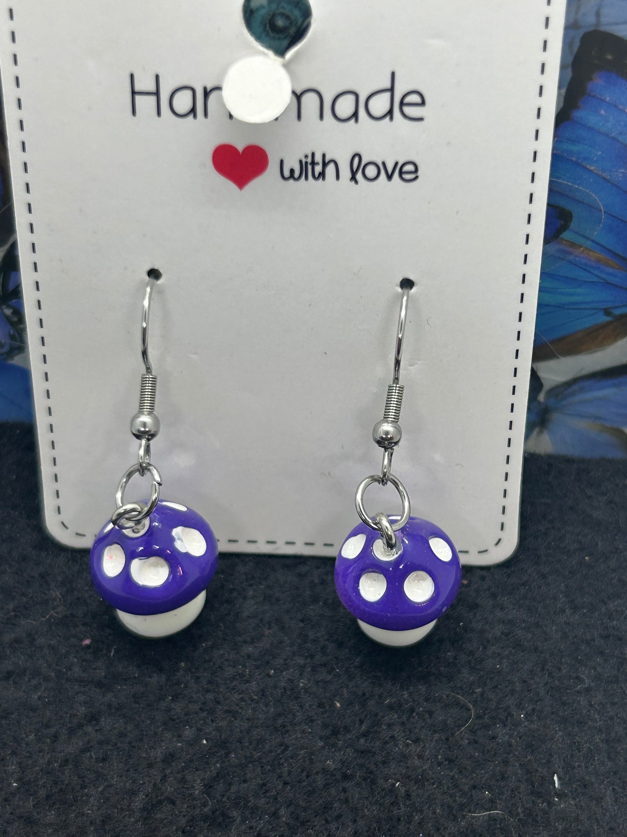 Purple Mushroom Earrings