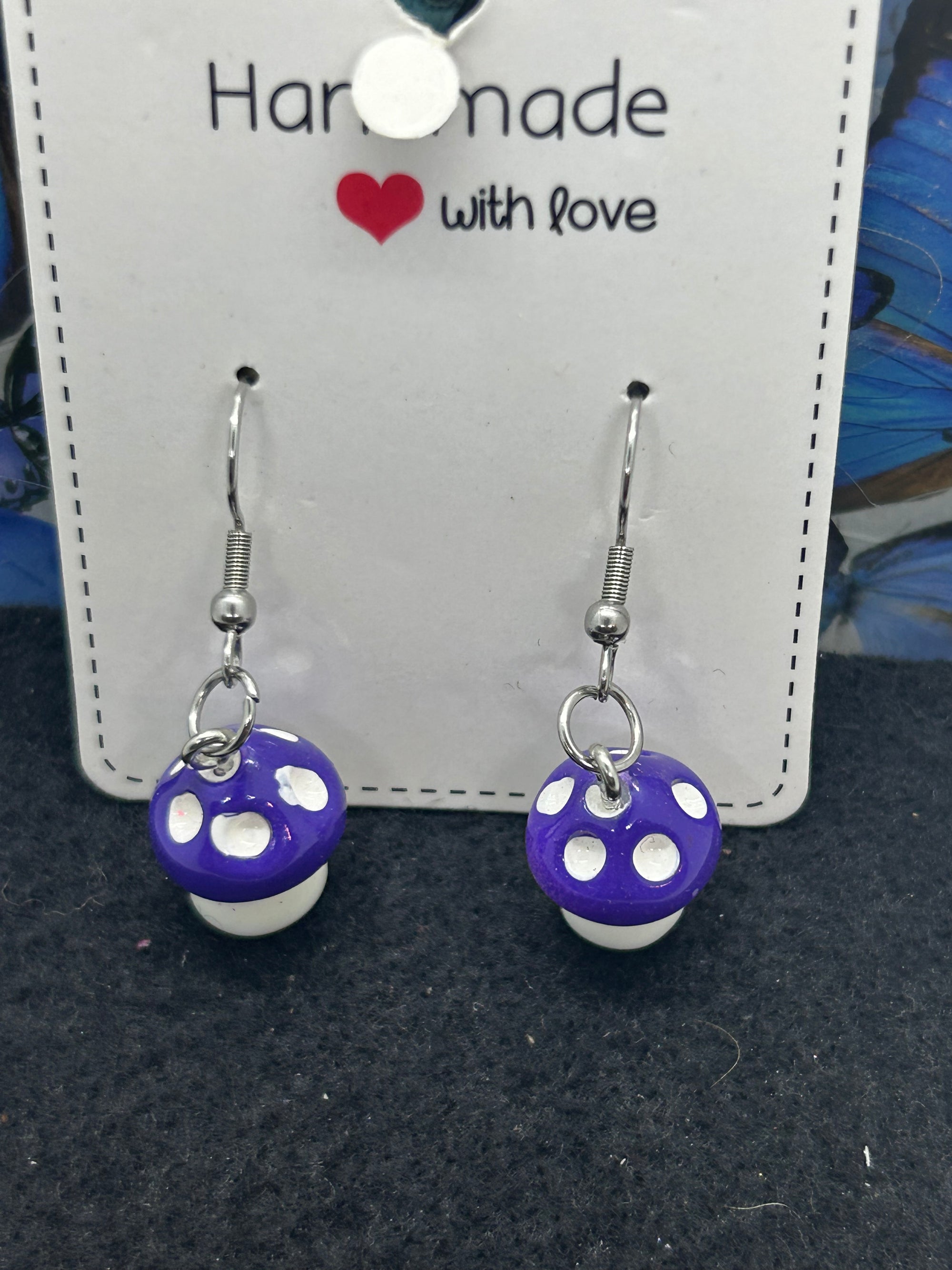 Purple Mushroom Earrings