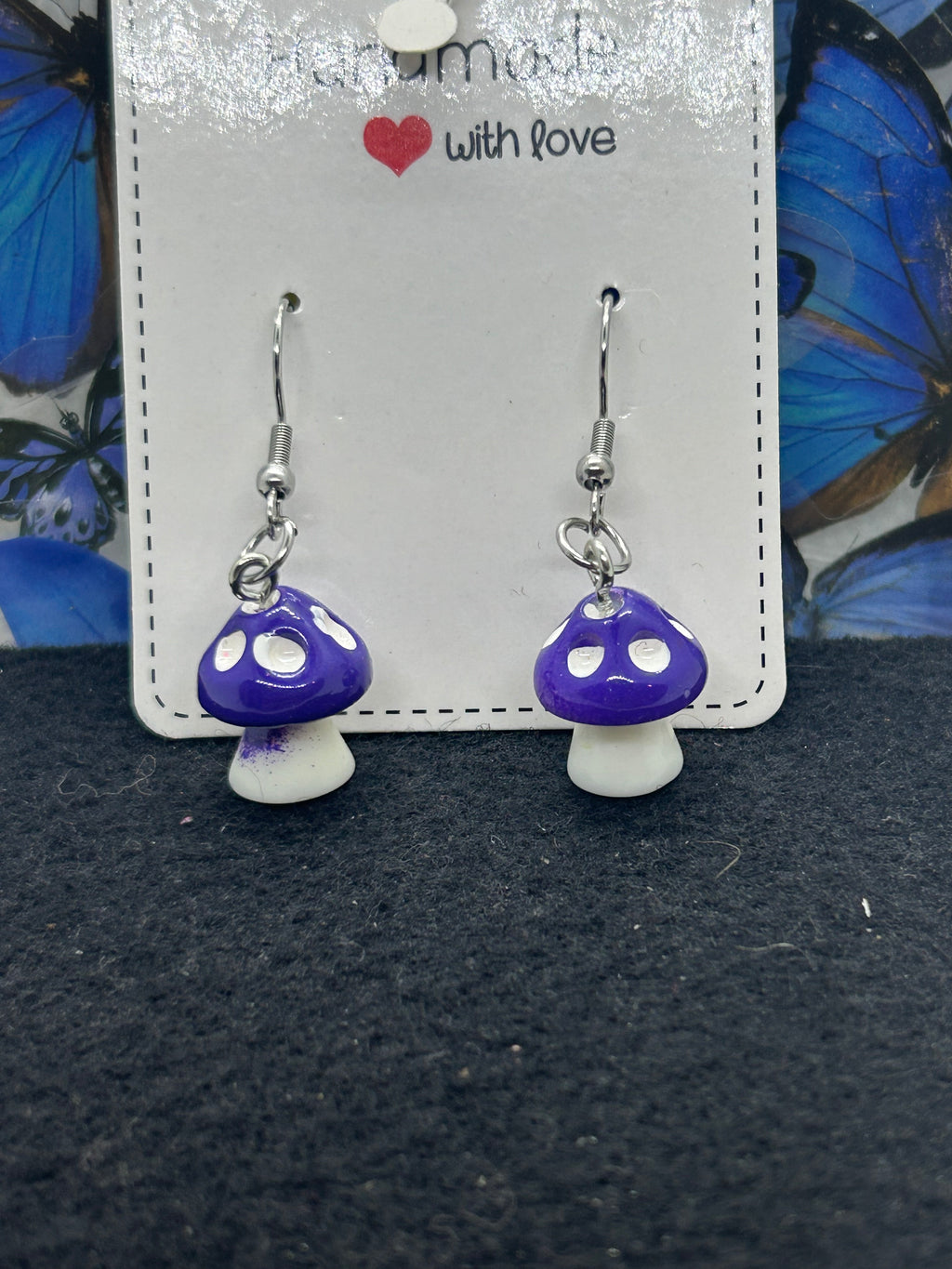 Purple Mushroom Earrings