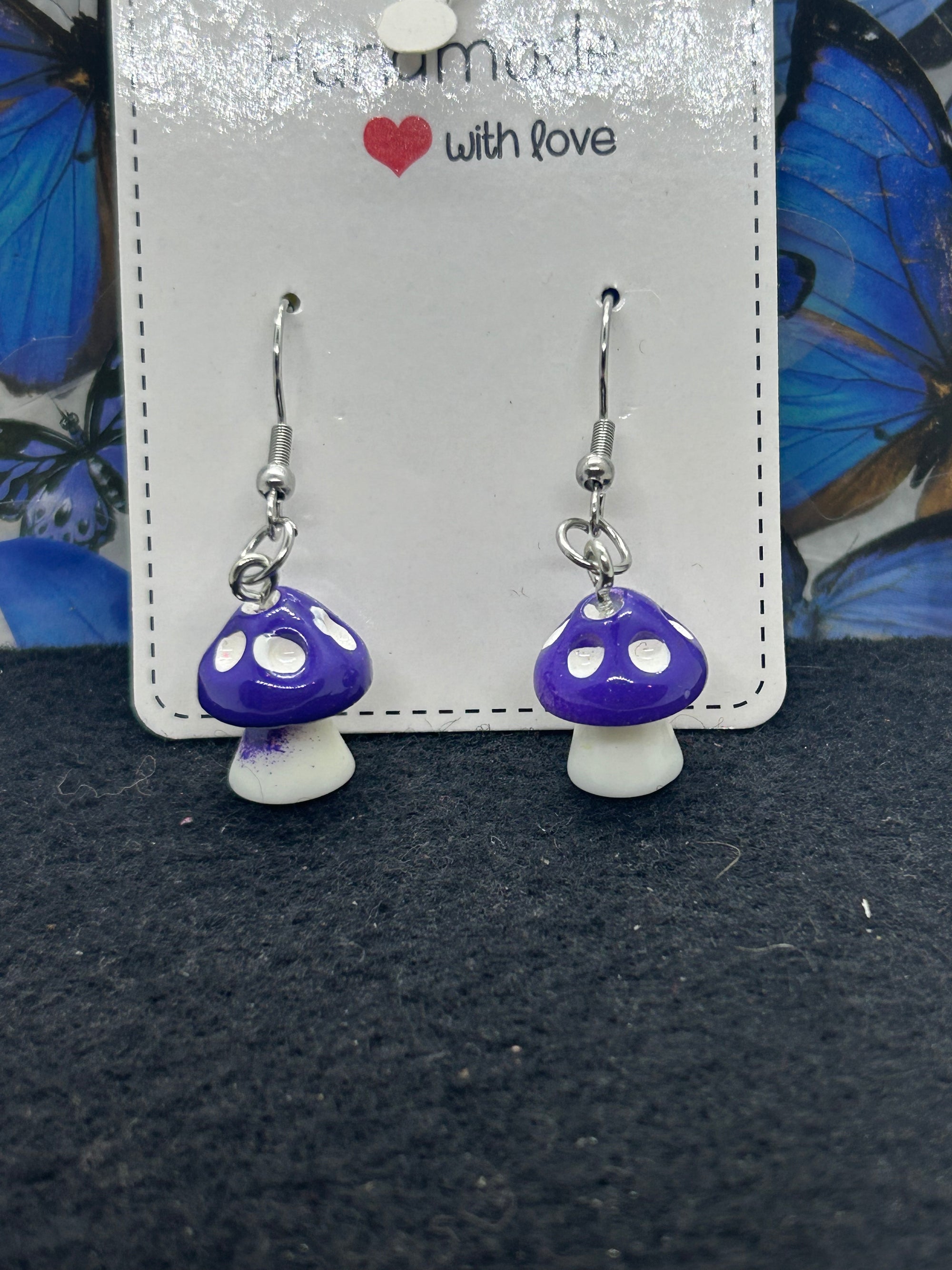 Purple Mushroom Earrings
