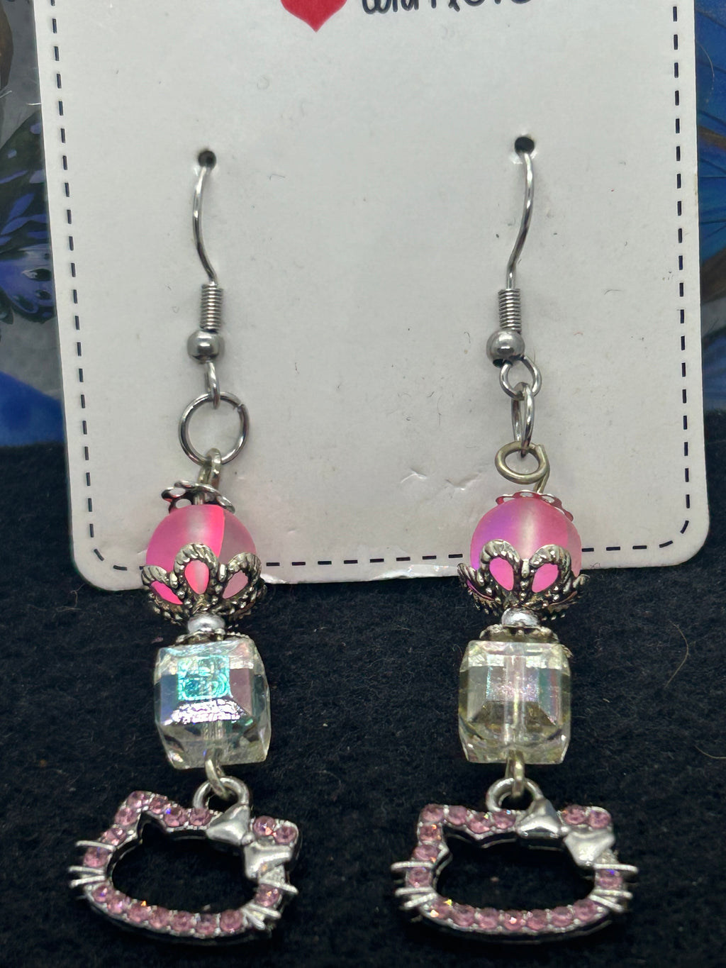 Rhinestone Kitty Earrings