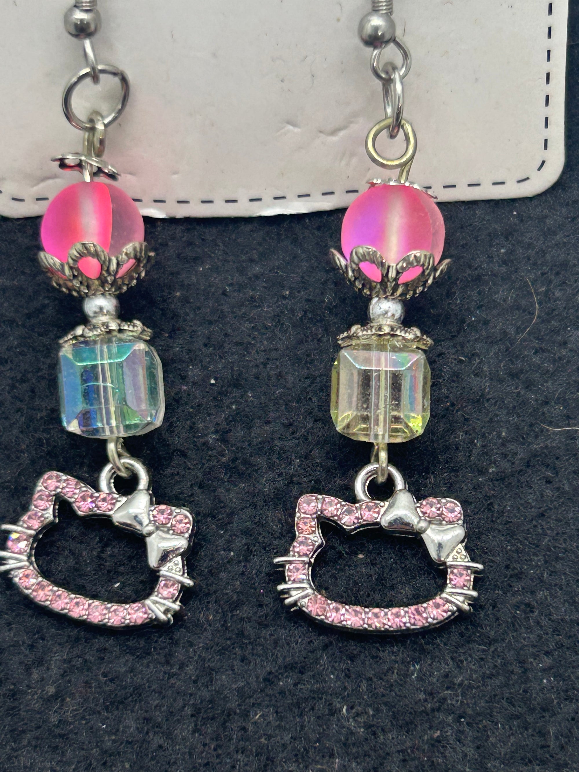 Rhinestone Kitty Earrings