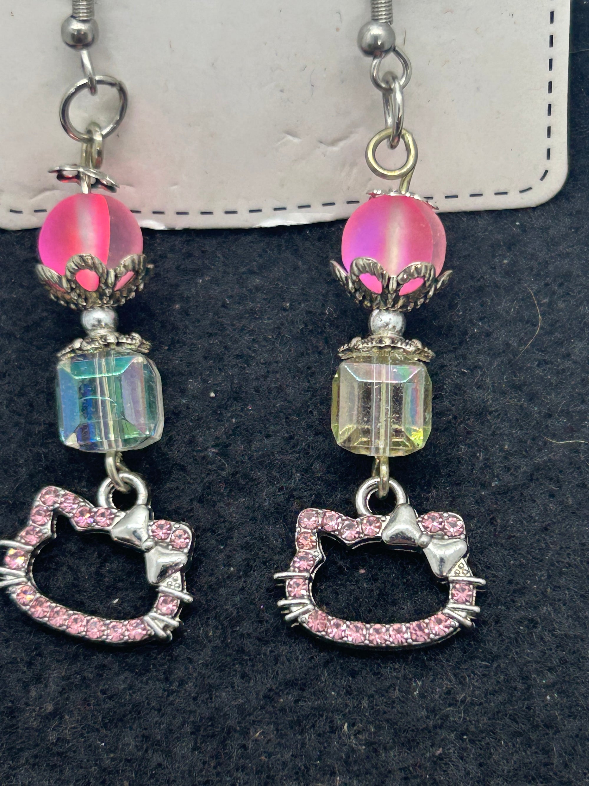 Rhinestone Kitty Earrings