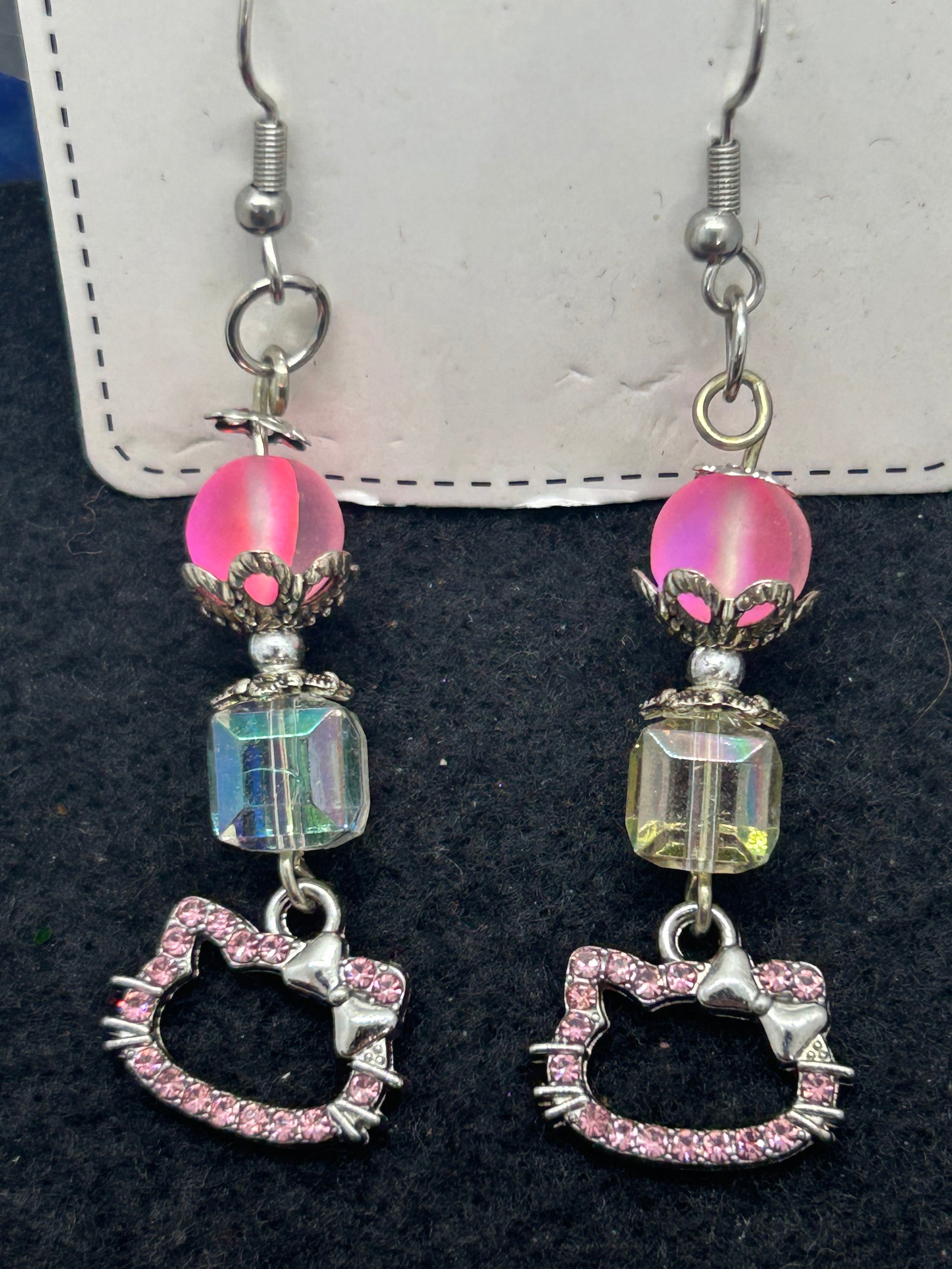 Rhinestone Kitty Earrings