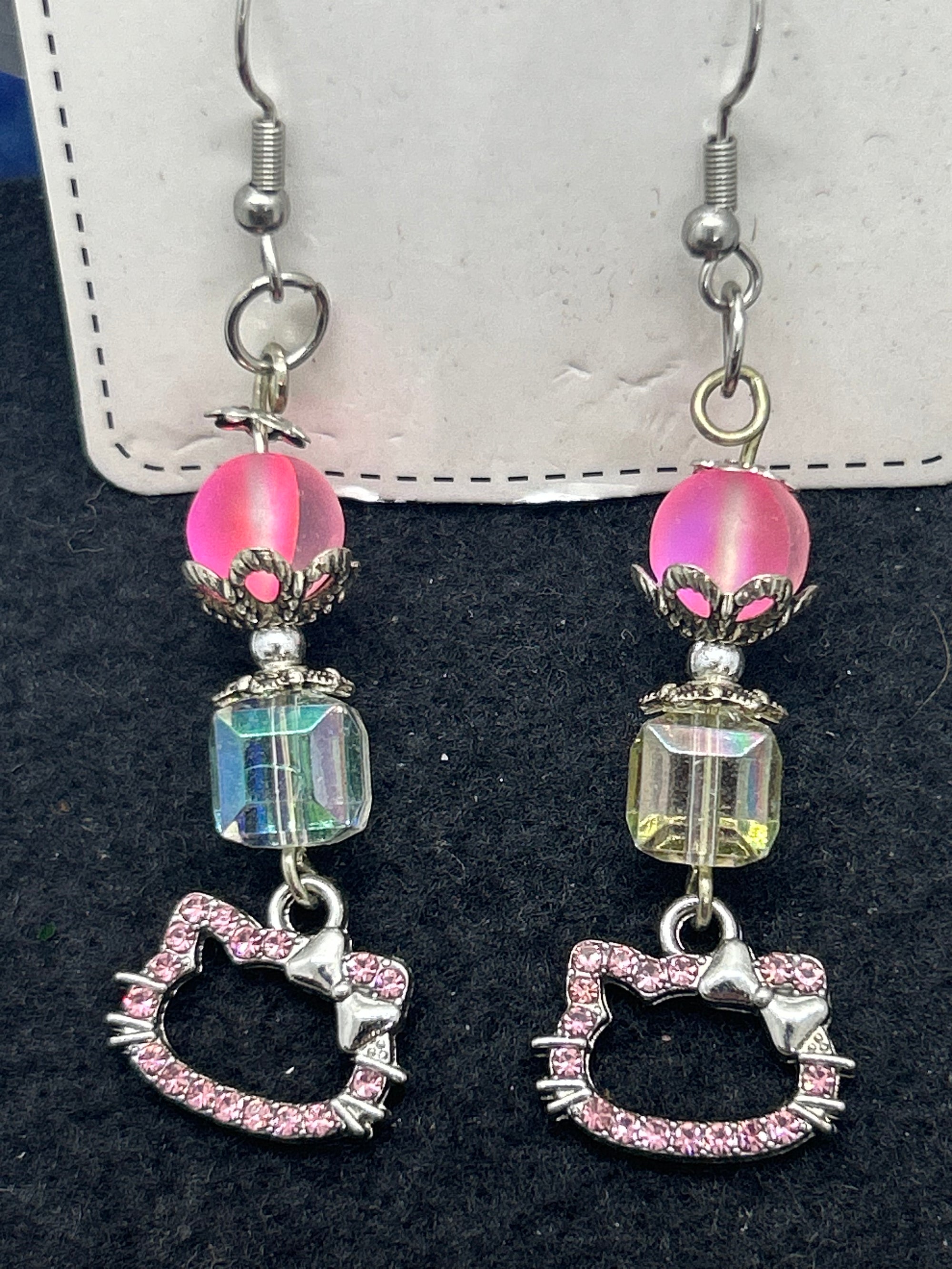 Rhinestone Kitty Earrings