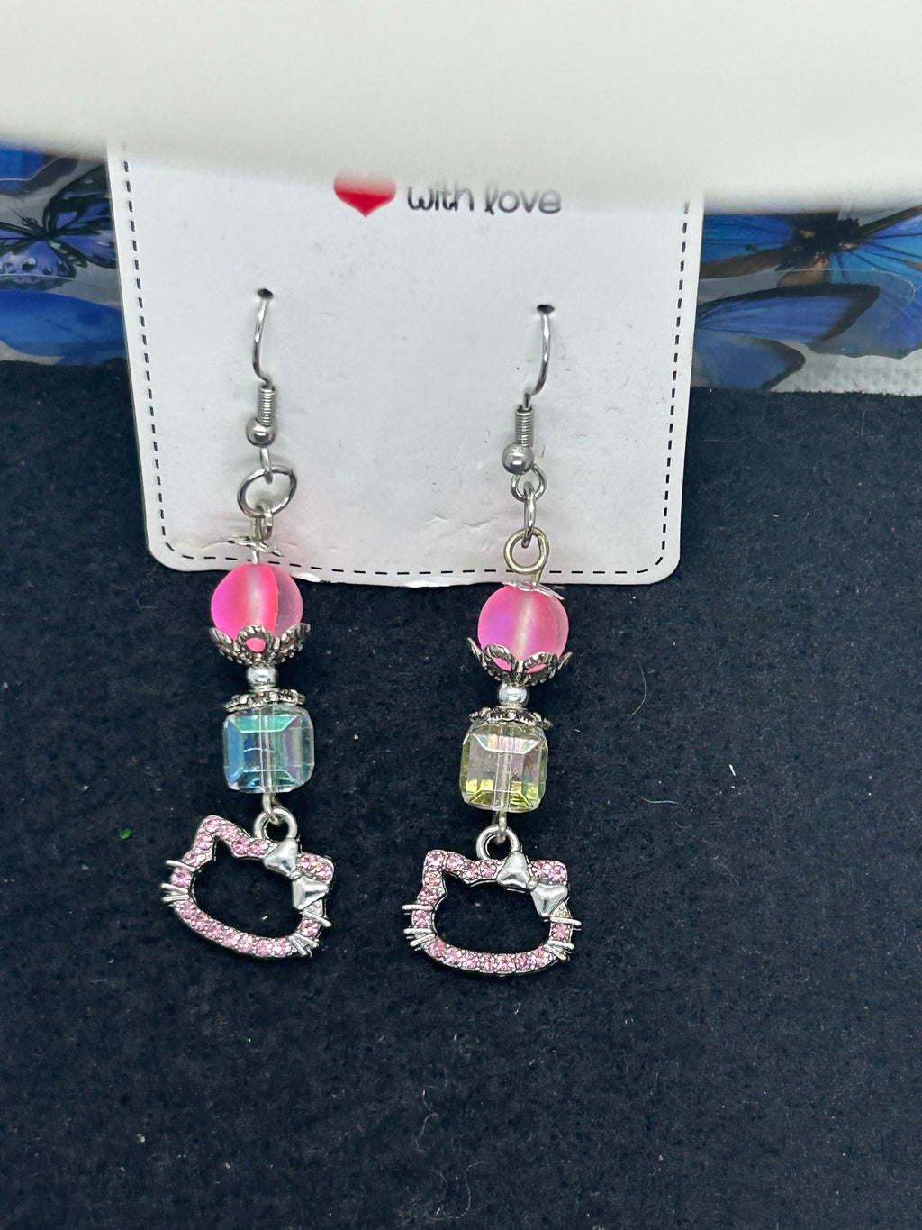 Rhinestone Kitty Earrings