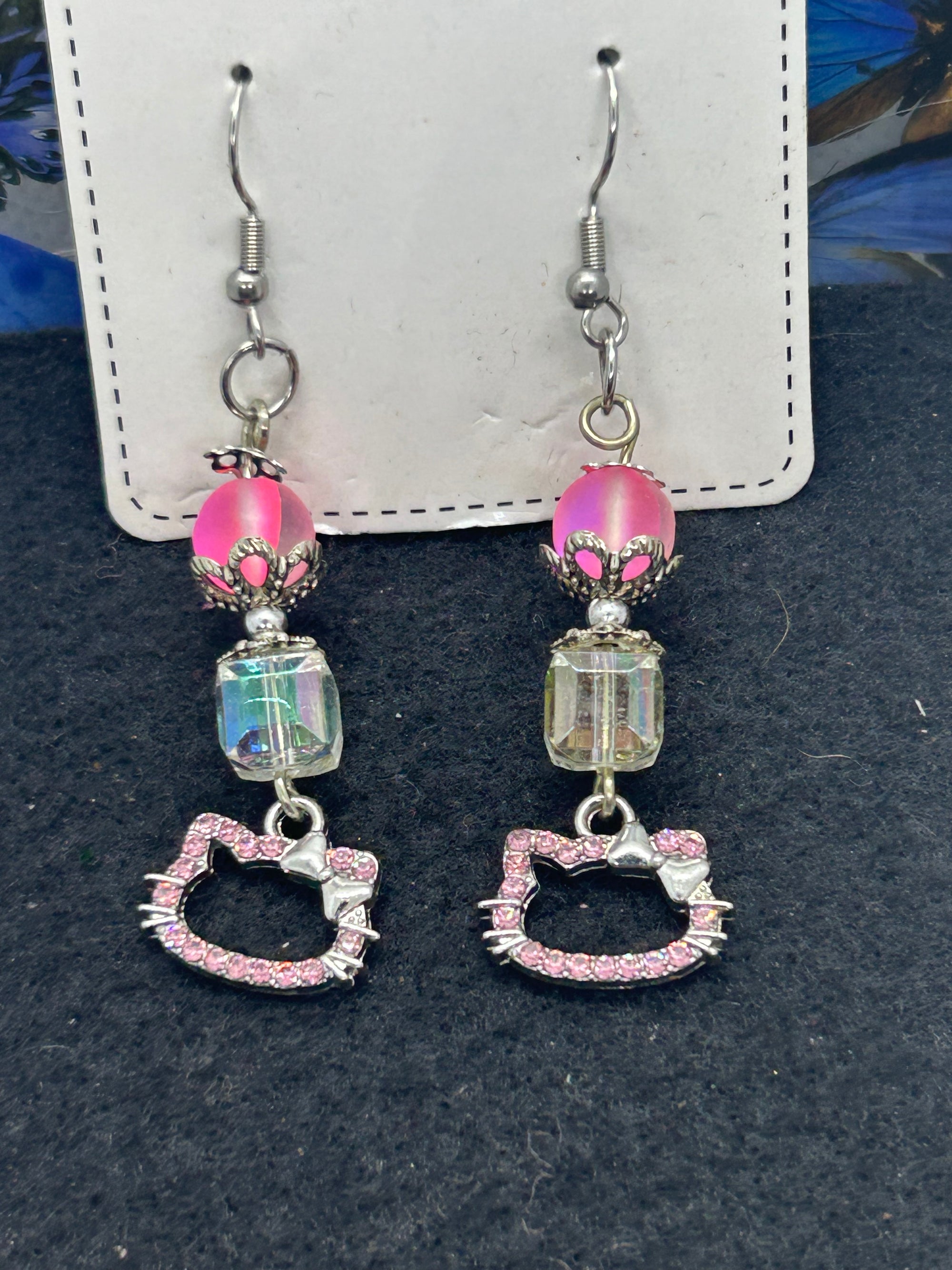 Rhinestone Kitty Earrings