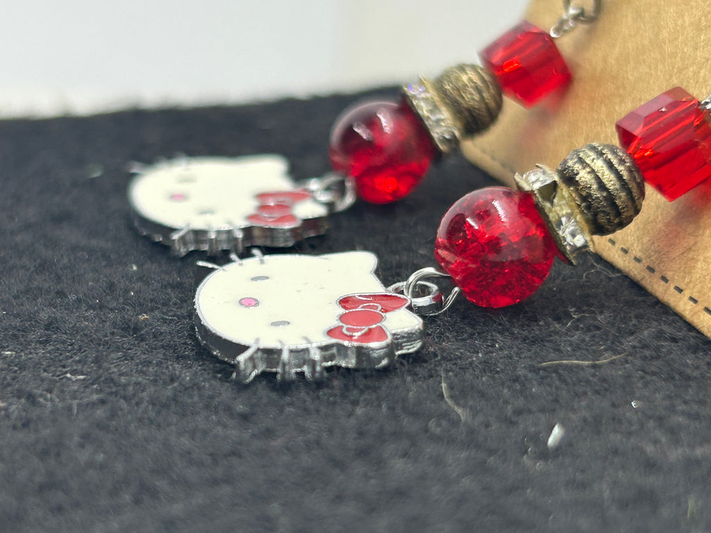 Red Kitty Earrings