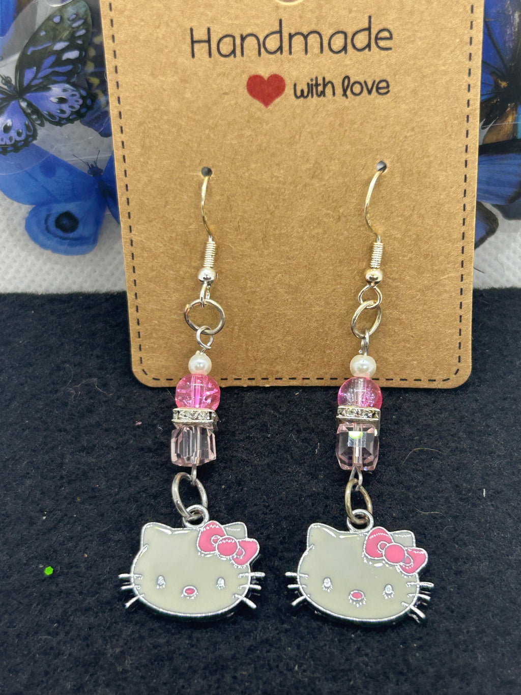 Pink Kitty Earrings