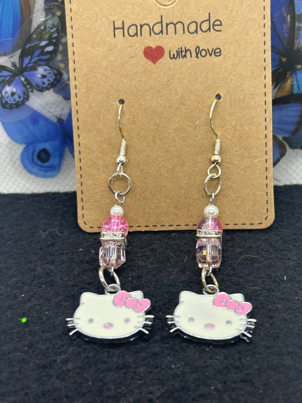Pink Kitty Earrings