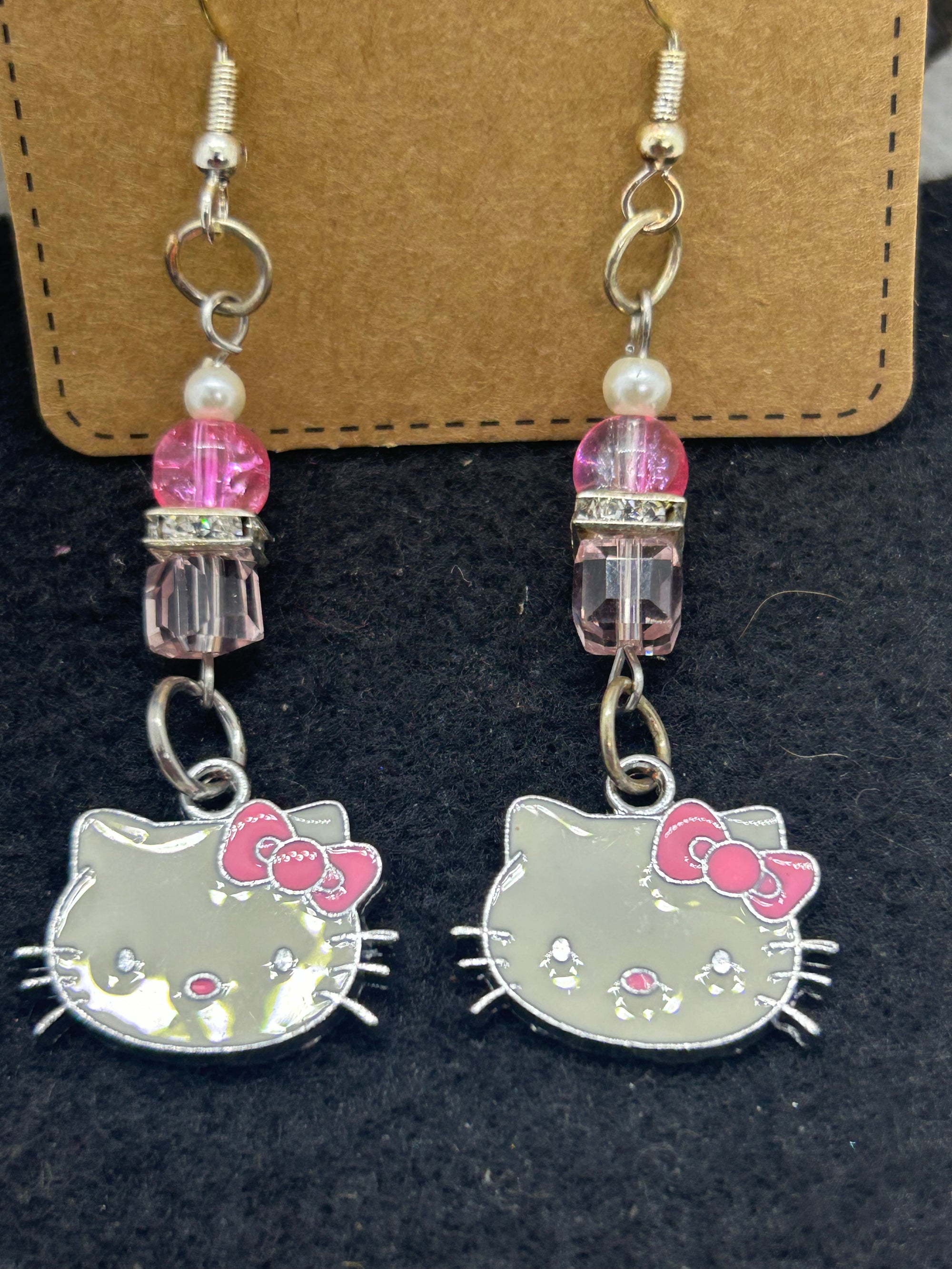 Pink Kitty Earrings