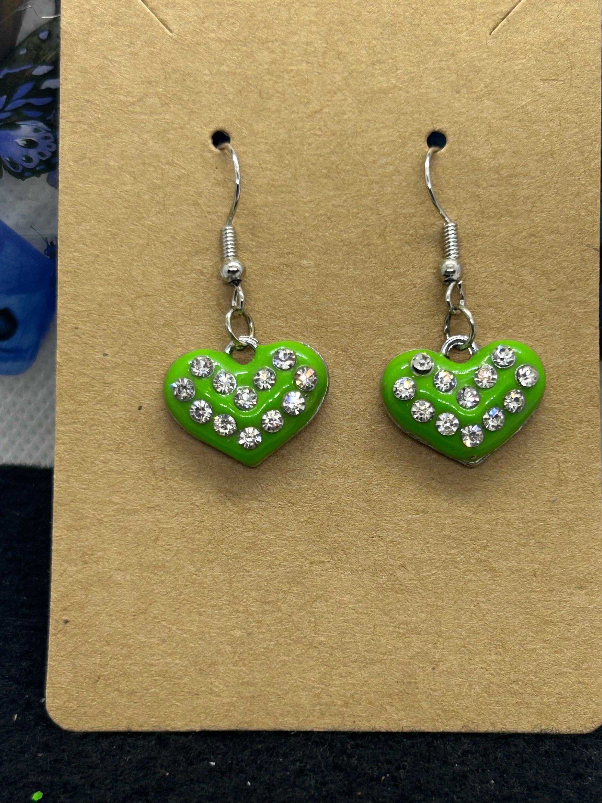 Green Rhinestone Earrings
