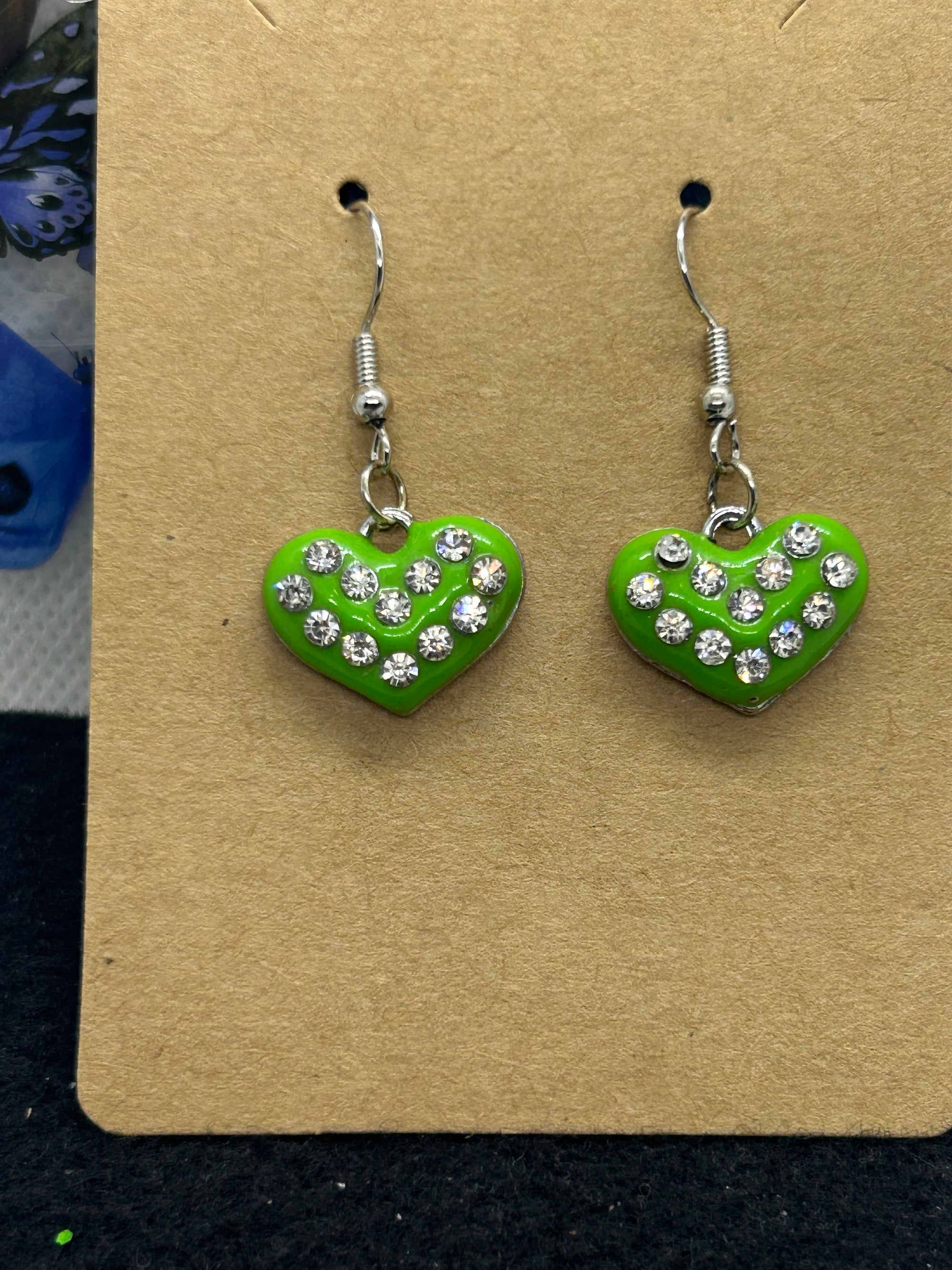 Green Rhinestone Earrings