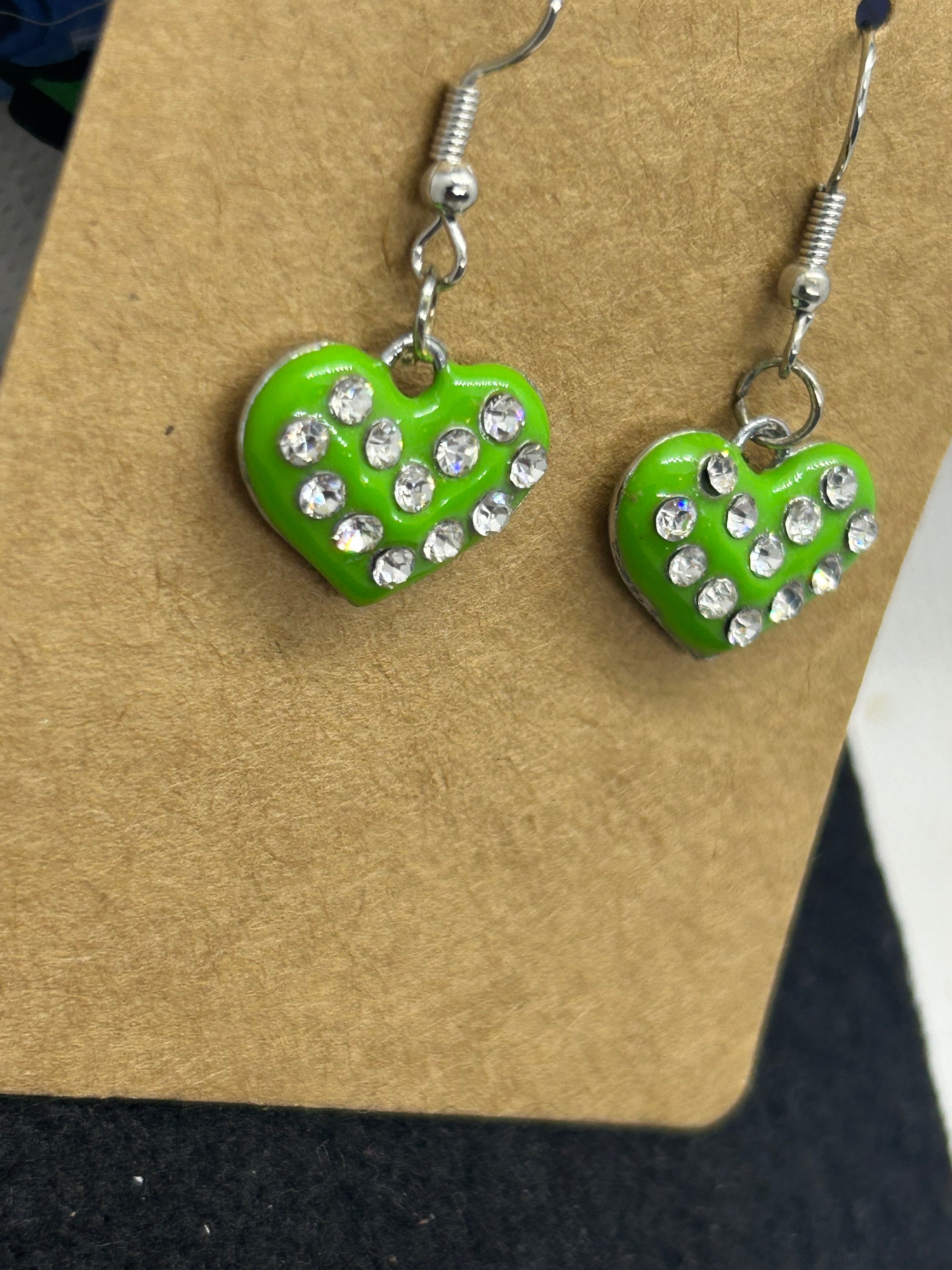 Green Rhinestone Earrings