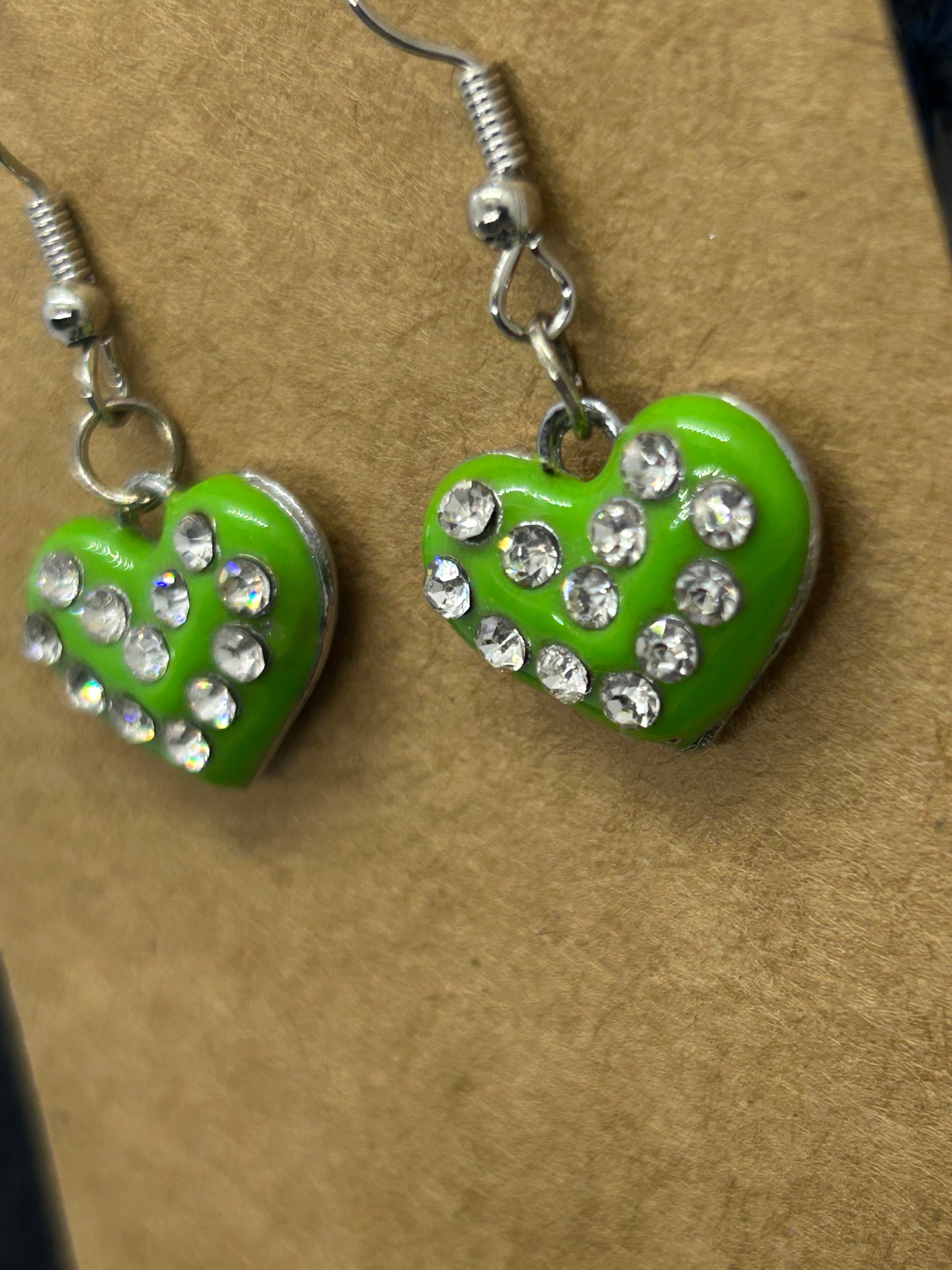 Green Rhinestone Earrings