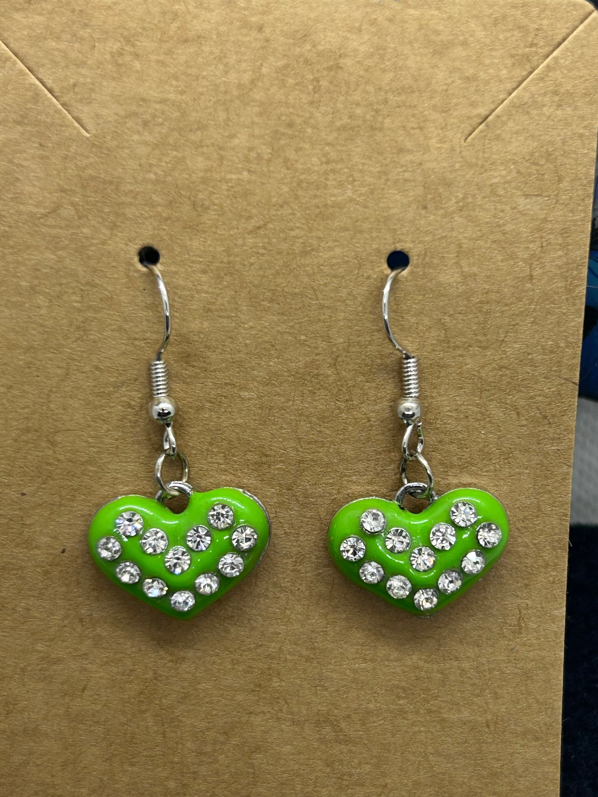 Green Rhinestone Earrings