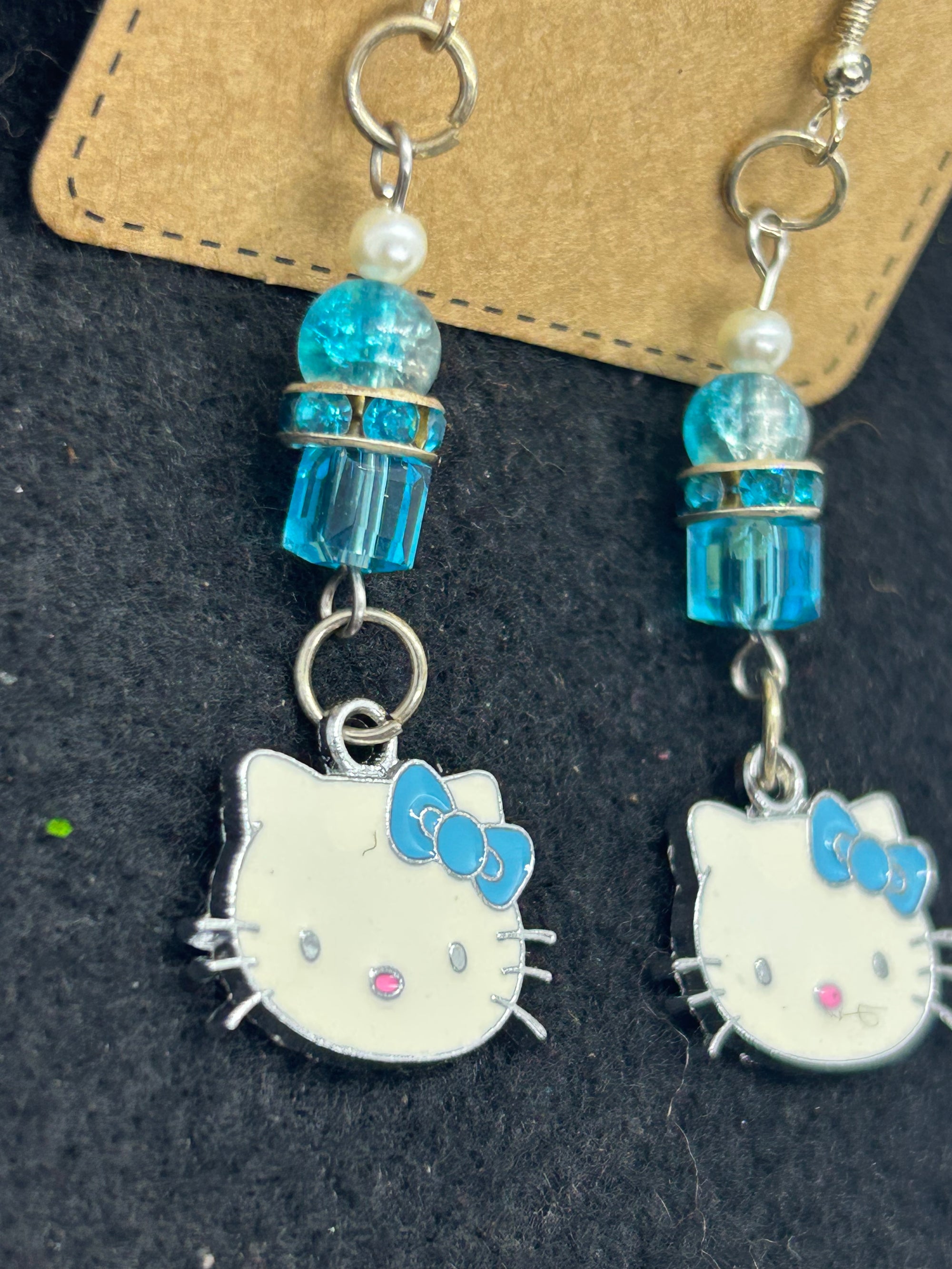 Blue Kitty Earrings